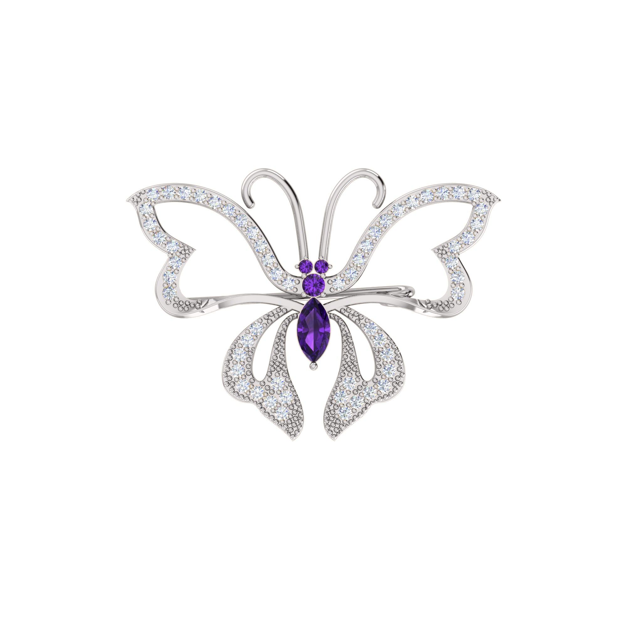 RKC 0,96Ct Moissanite 925 Ασημένια καρφίτσα πεταλούδα 14 καρατίων ροζ επιχρυσωμένο προϊόν Wt 4,00 γρ.