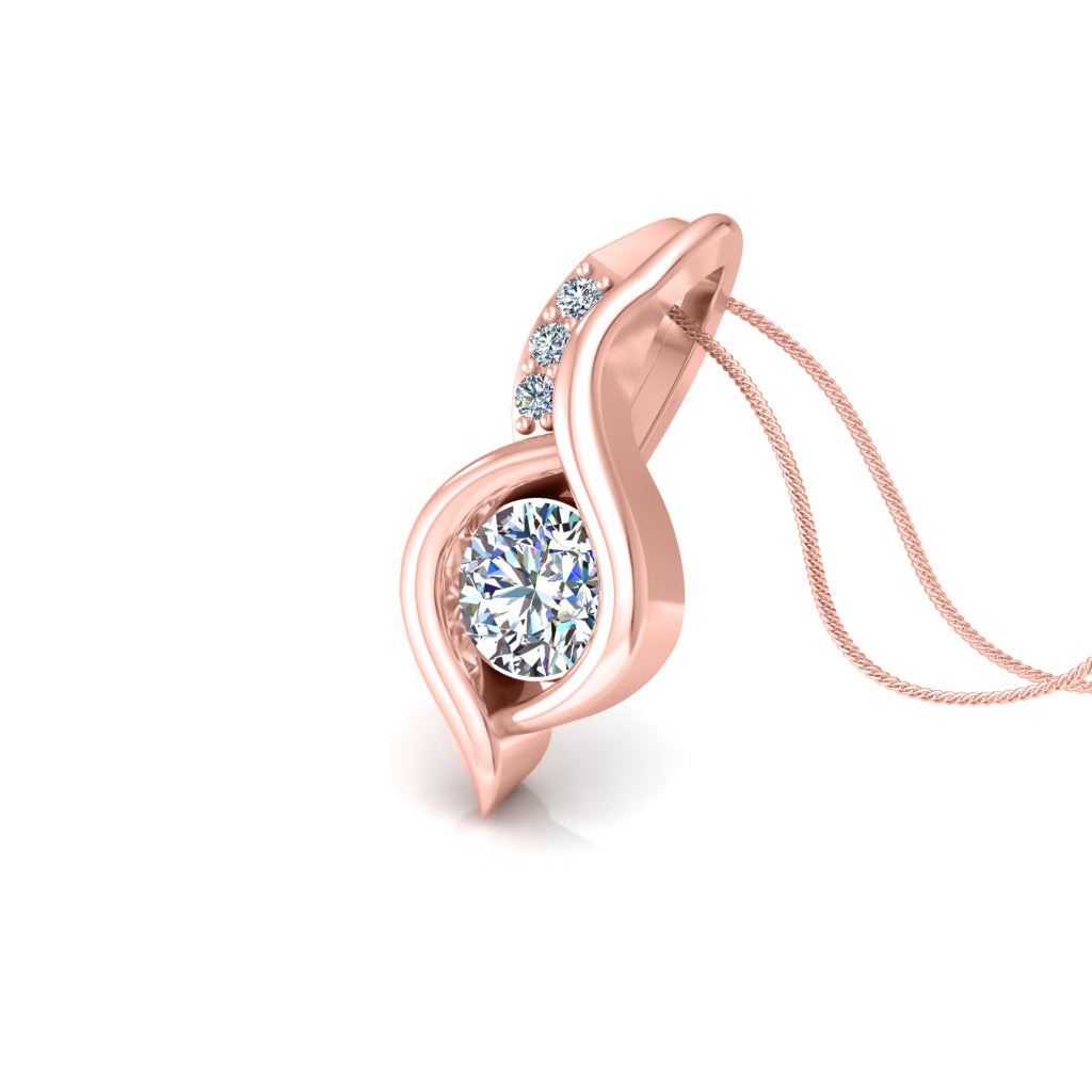 RKC 925 Sterling Silver Round 0.92 CT Moissanite Pendant 14K Rose Gold Plated Wt 3.00 gm Height 15 mm