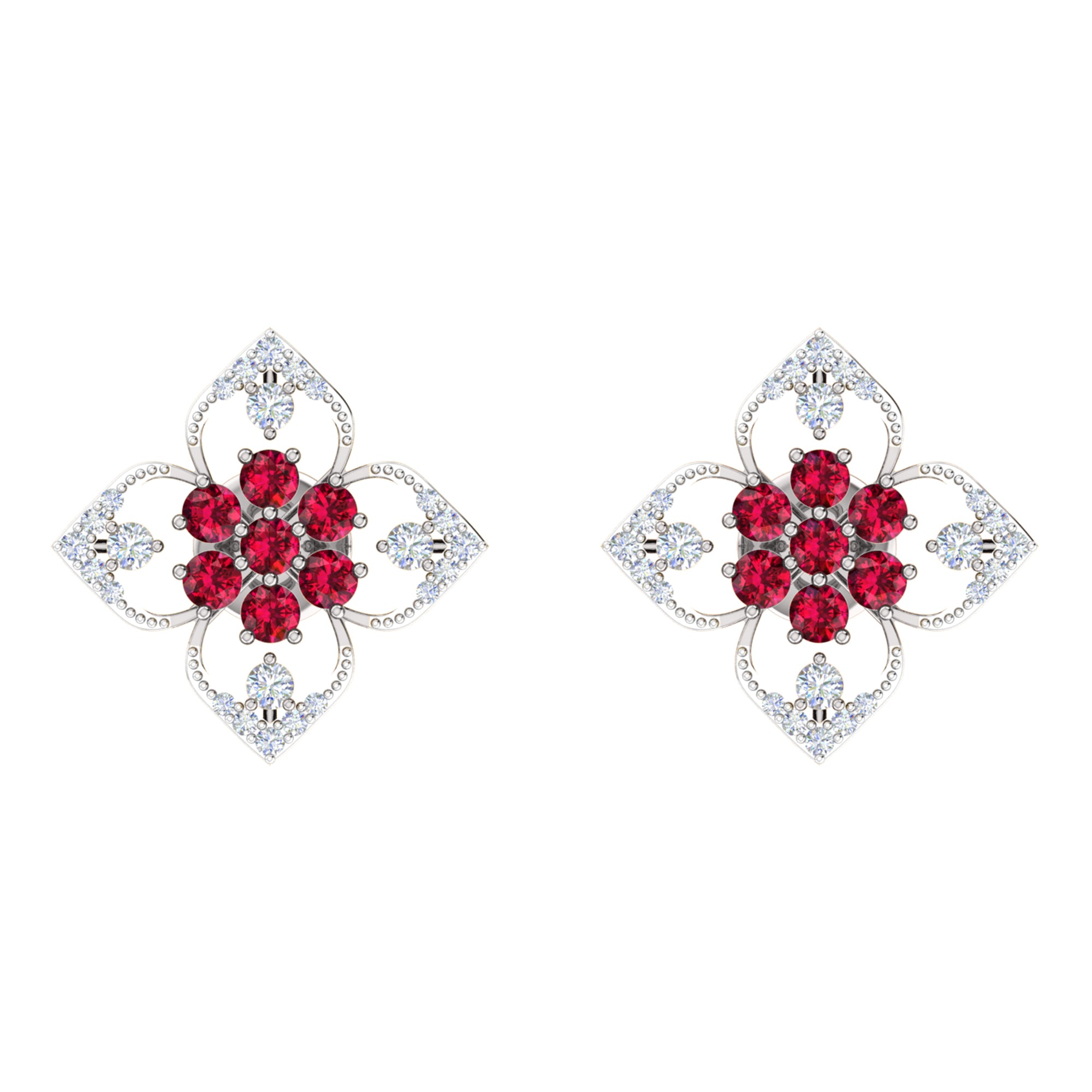 RKC 925 Sterling Silver Daily Wear Girl's Floral Stud Women Earring 14k Yellow Over Product Wt 2.80 GM Height 14.70 MM