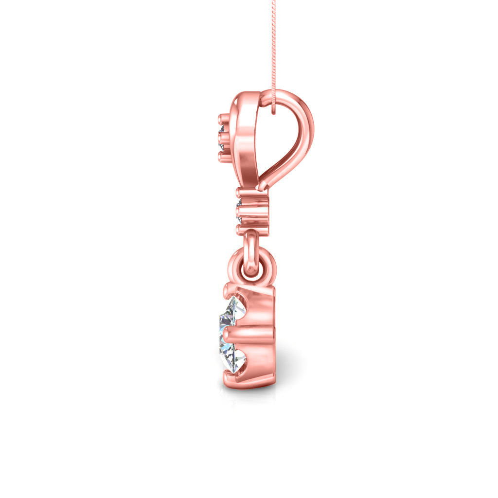 RKC হার্ট লুপ ড্রপ সিলভার 0.40 Ct ময়সানাইট দুল 14K হলুদ গোল্ড ফিনিশ Wt 2.8 গ্রাম উচ্চতা 15 মিমি