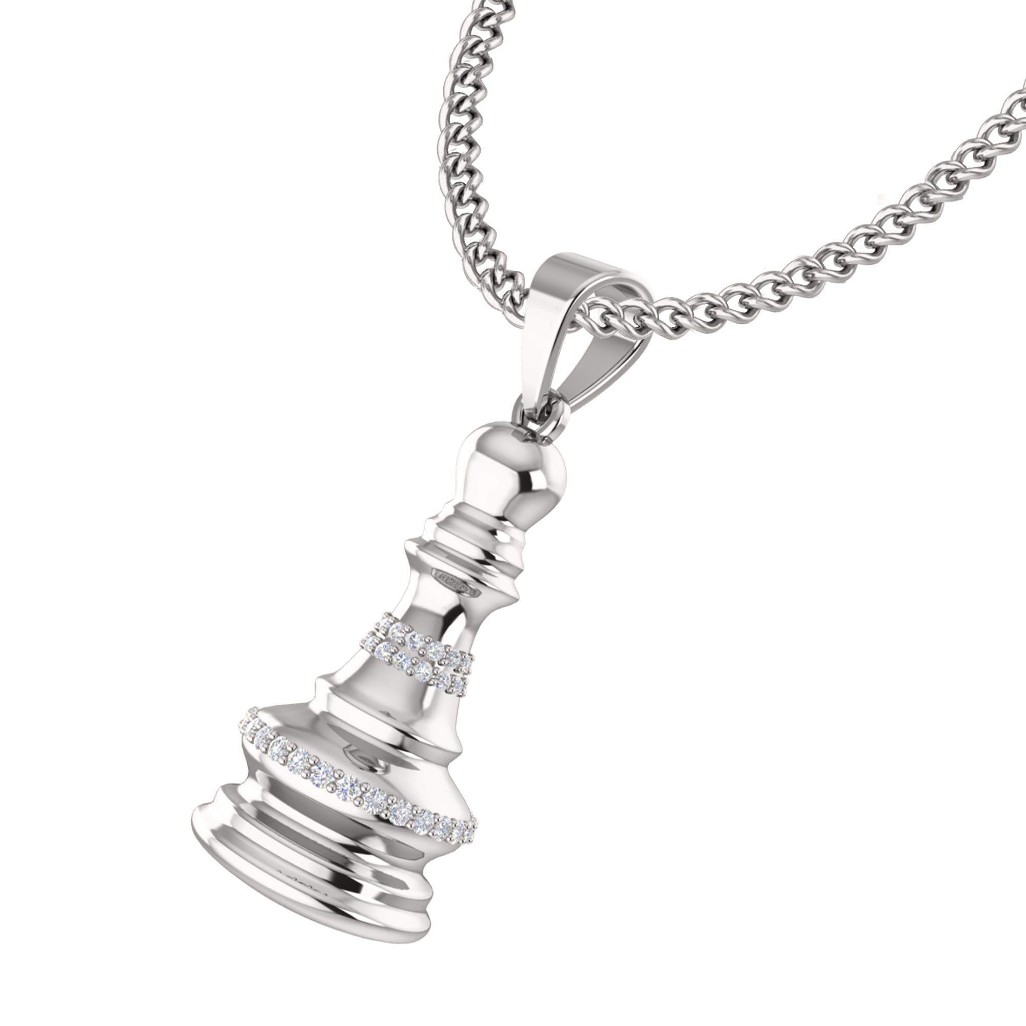 RKC 0.20Ct मोइसनाइट क्वीन चेस पीस लटकन 925 चांदीचे दागिने 14K पिवळा सोन्याचा मुलामा 5gm 28.00MM