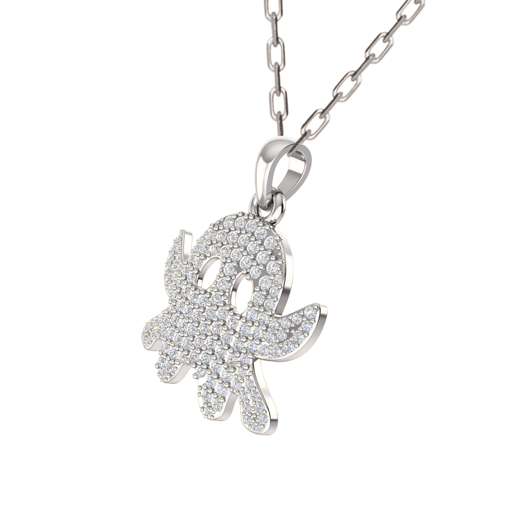 RKC 0.40Ct Moissanite Ghost Pendant 925 Silver Jewelry 14K Yellow Gold Plated Wt 4.00gm Height 21.50mm