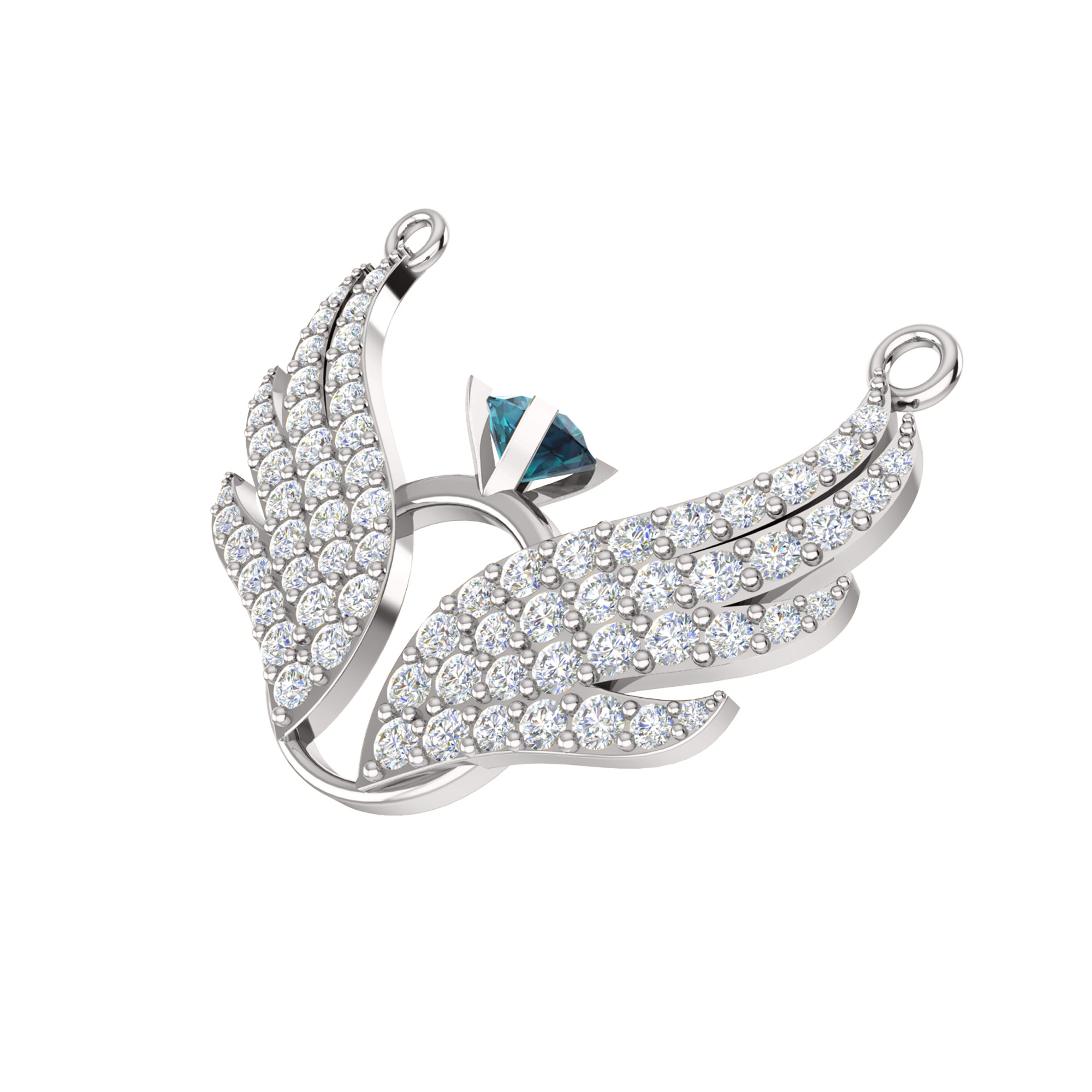 RKC 1.05Ct ფრთის გულსაკიდი 925 ვერცხლის სამკაულები 14K ყვითელი ოქროთი მოოქროვილი Wt 5.60გმ სიმაღლე 17.20მმ