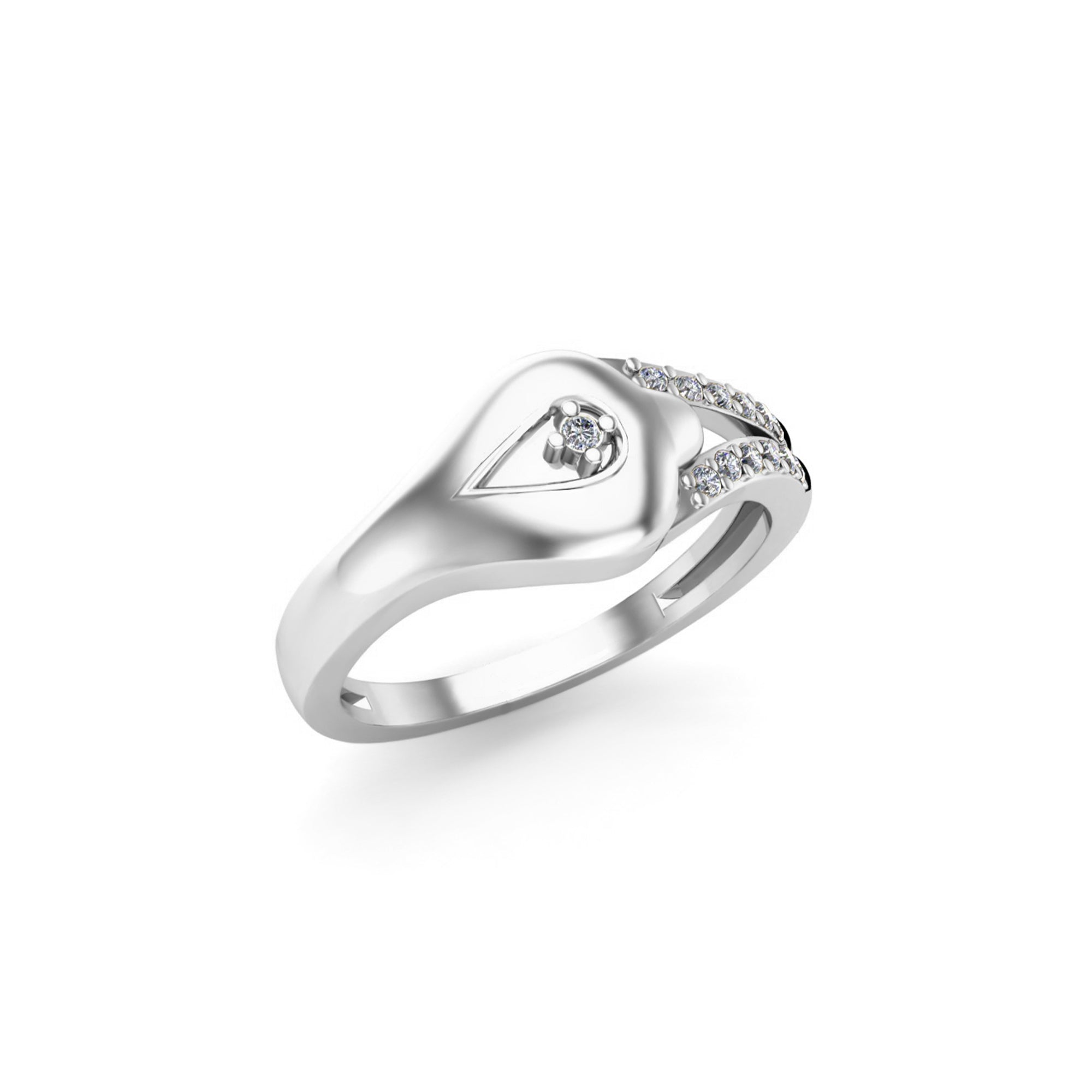 RKC Round Moissanite Women's Gifted Ring 925 Silver 14K Rose Gold Plated Wt 4.70 gm Width 1.80 MM