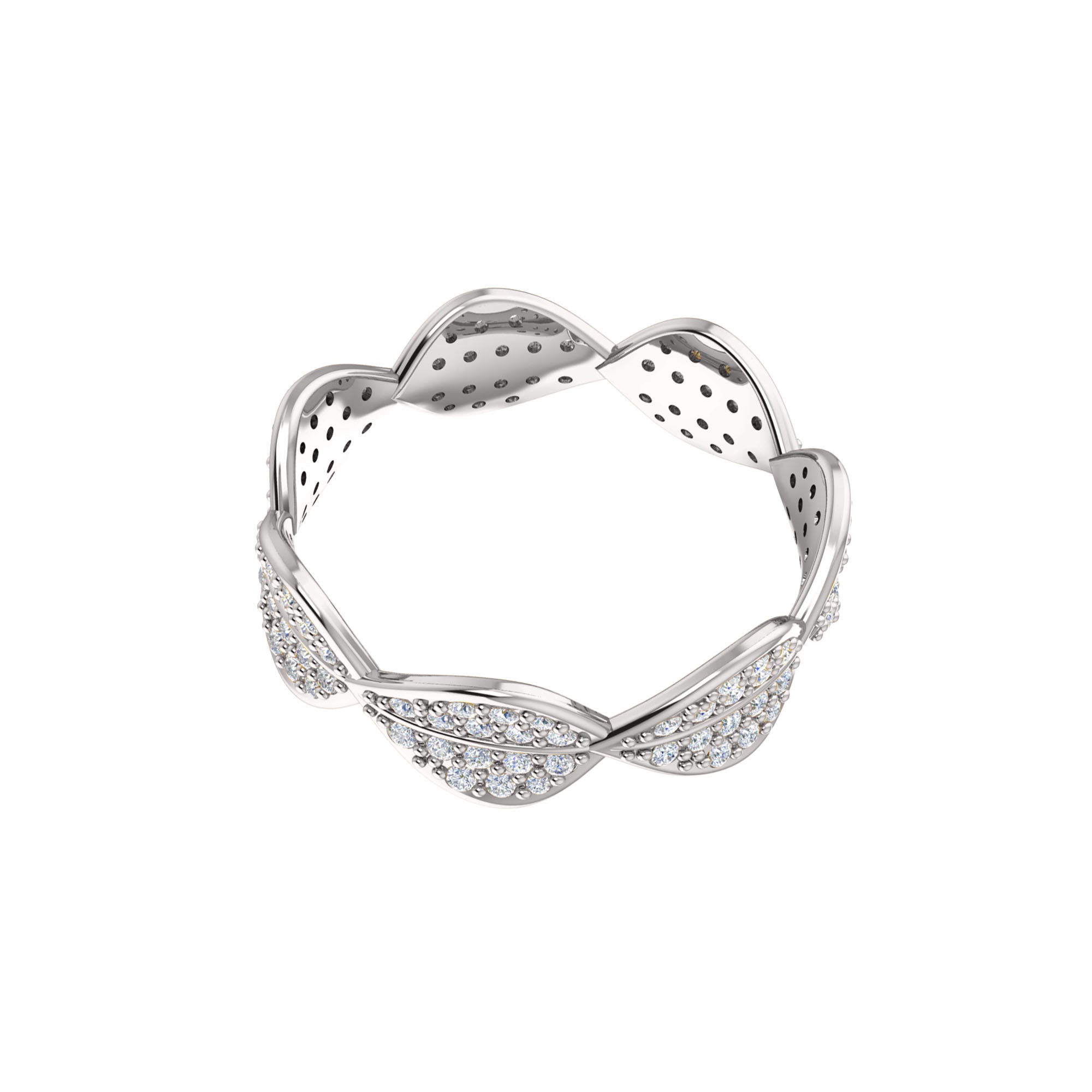 RKC 0.52Ct Round Moissanite Eternity Leaf Engagement Ring 925 Silver 14K Yellow Gold Plated For Women's Wt 2.50gm