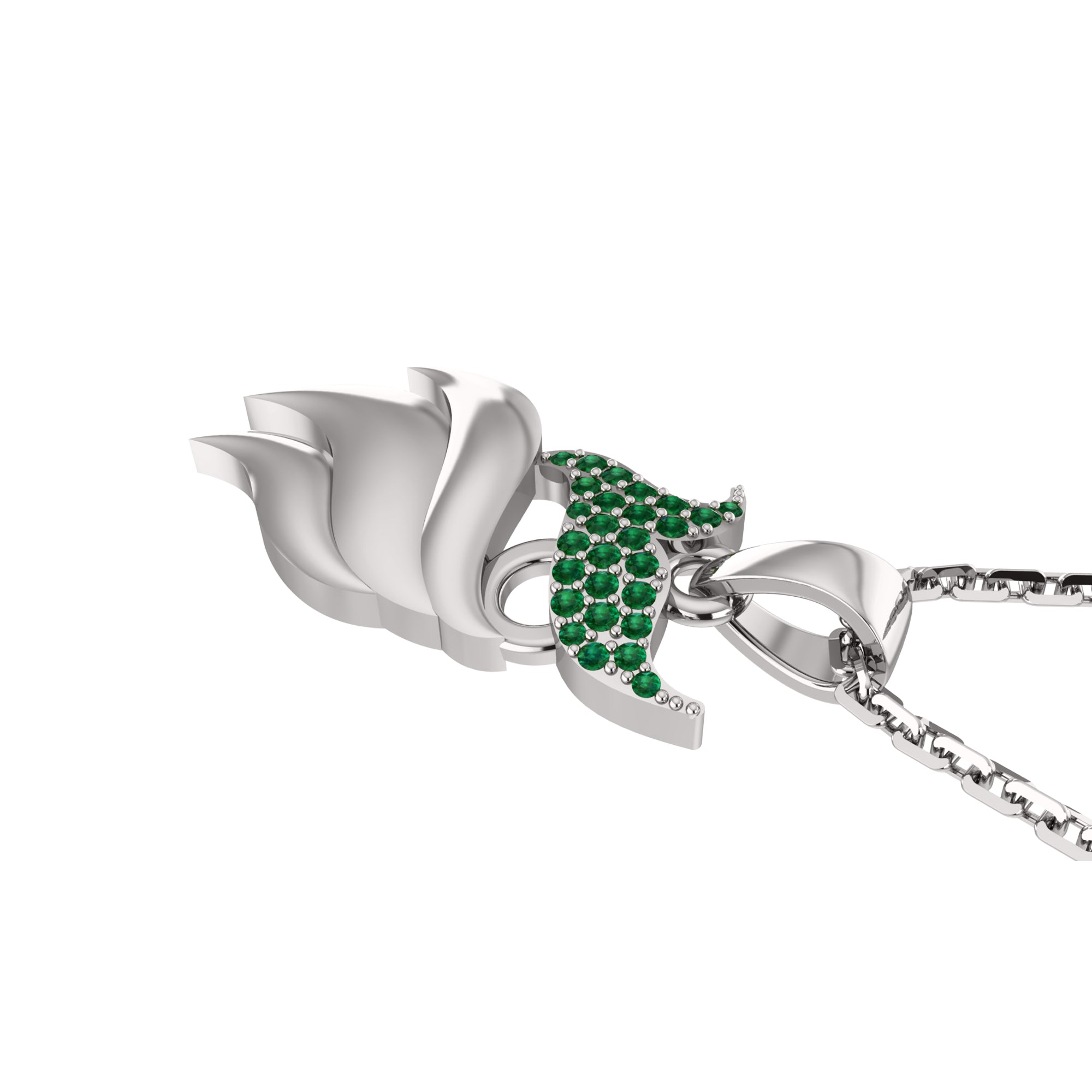 Ciondolo con ciondolo smeraldo RKC da 0,11 ct, gioielli in argento 925 placcato oro rosa 14 carati, peso 4,10 g, altezza 23 mm