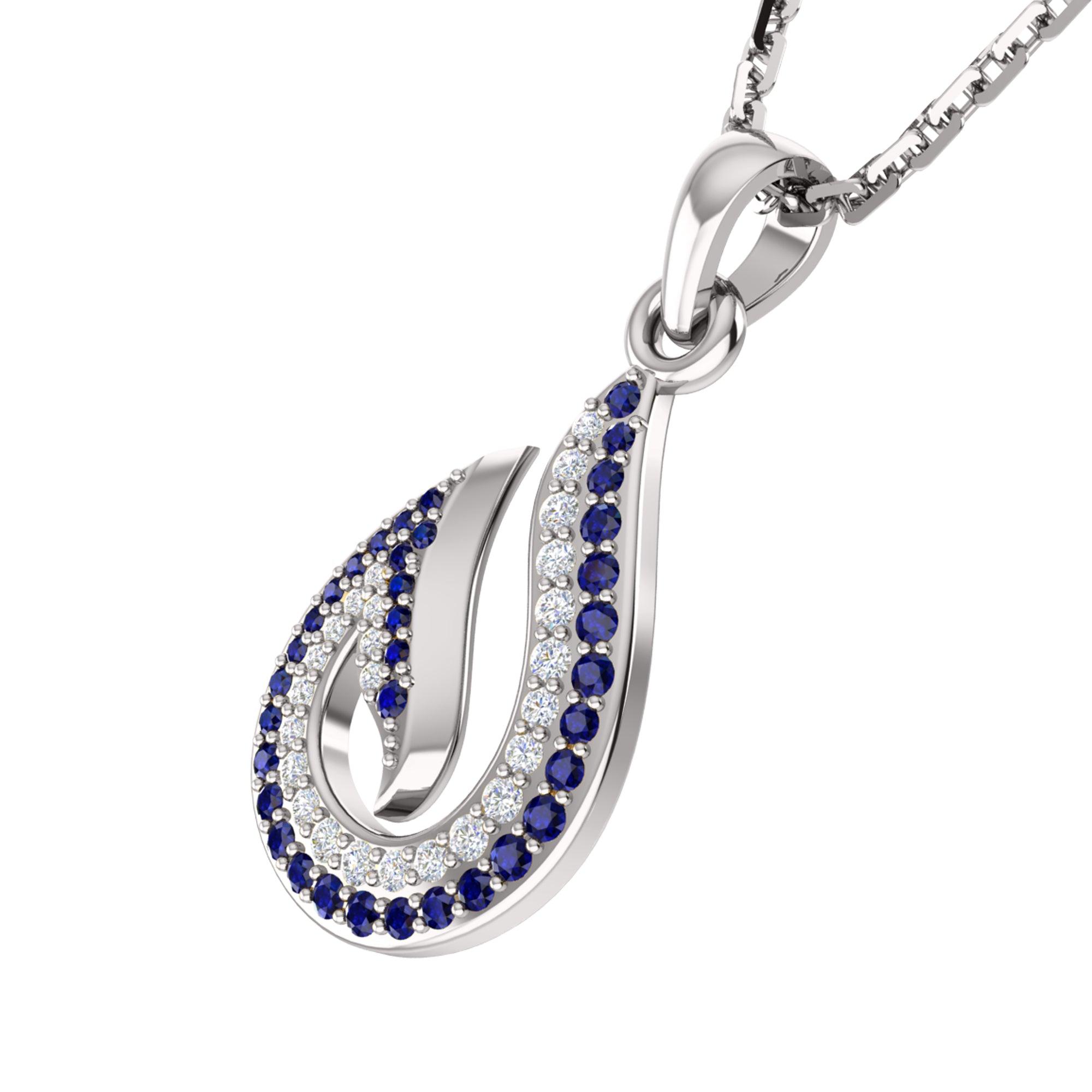 RKC 0.26Ct Sapphire Teardrop Pendant 925 Silver Jewelry 14K Rose Gold Plated Wt 3.60gm Height 16.00mm