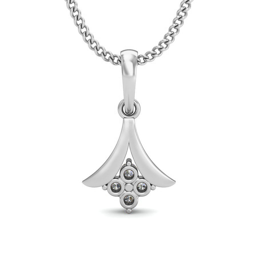 قلادة RKC بأربعة أحجار من الفضة 0.06 قيراط مويسانيتي للنساء بلمسة نهائية من الذهب الأصفر عيار 14 قيراط وزن 2.6 جرام ارتفاع 14 ملم