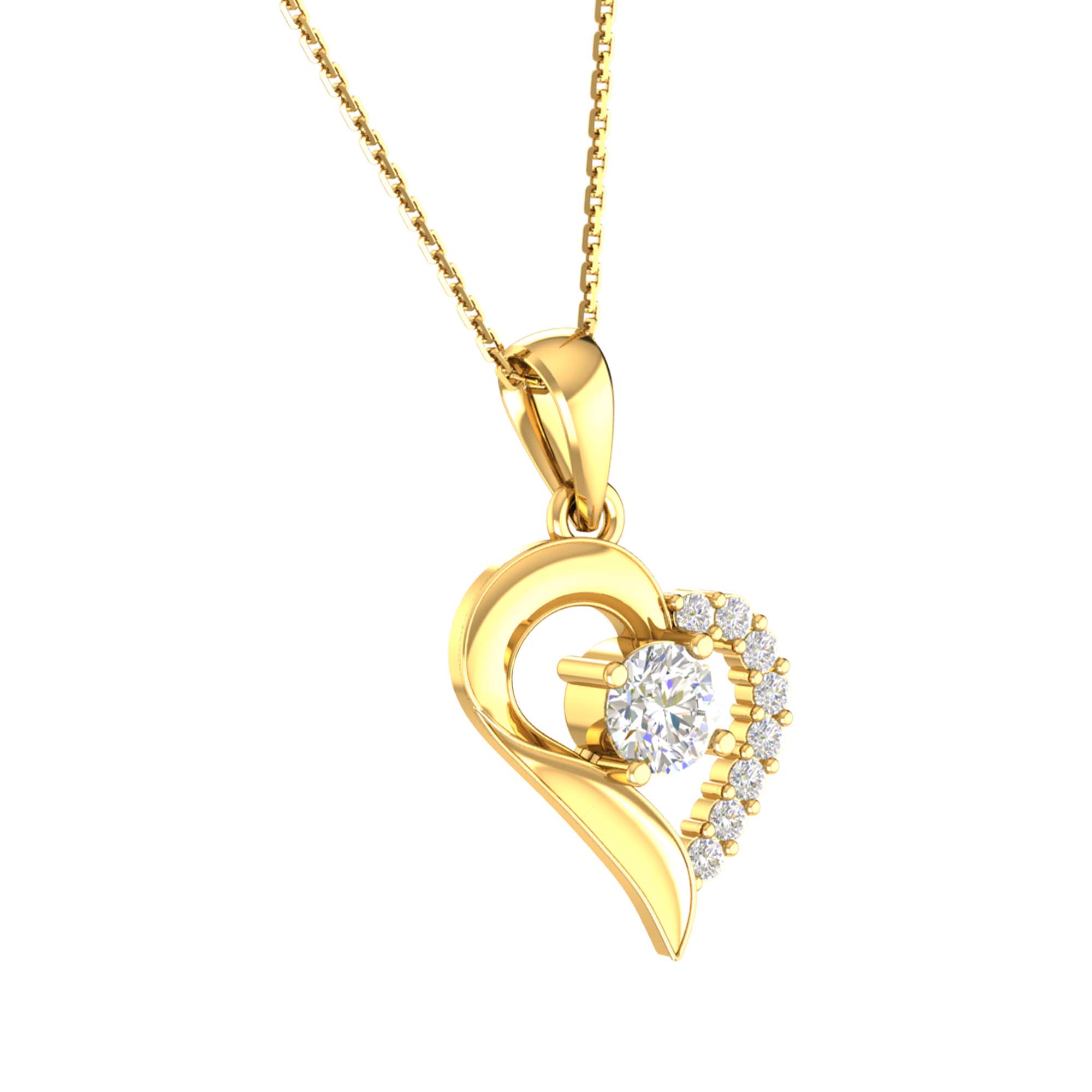RKC Rose Gold Moissanite Heart Pendant With Link Chain Gift For Girls 925 Silver Weight 5.50 gm