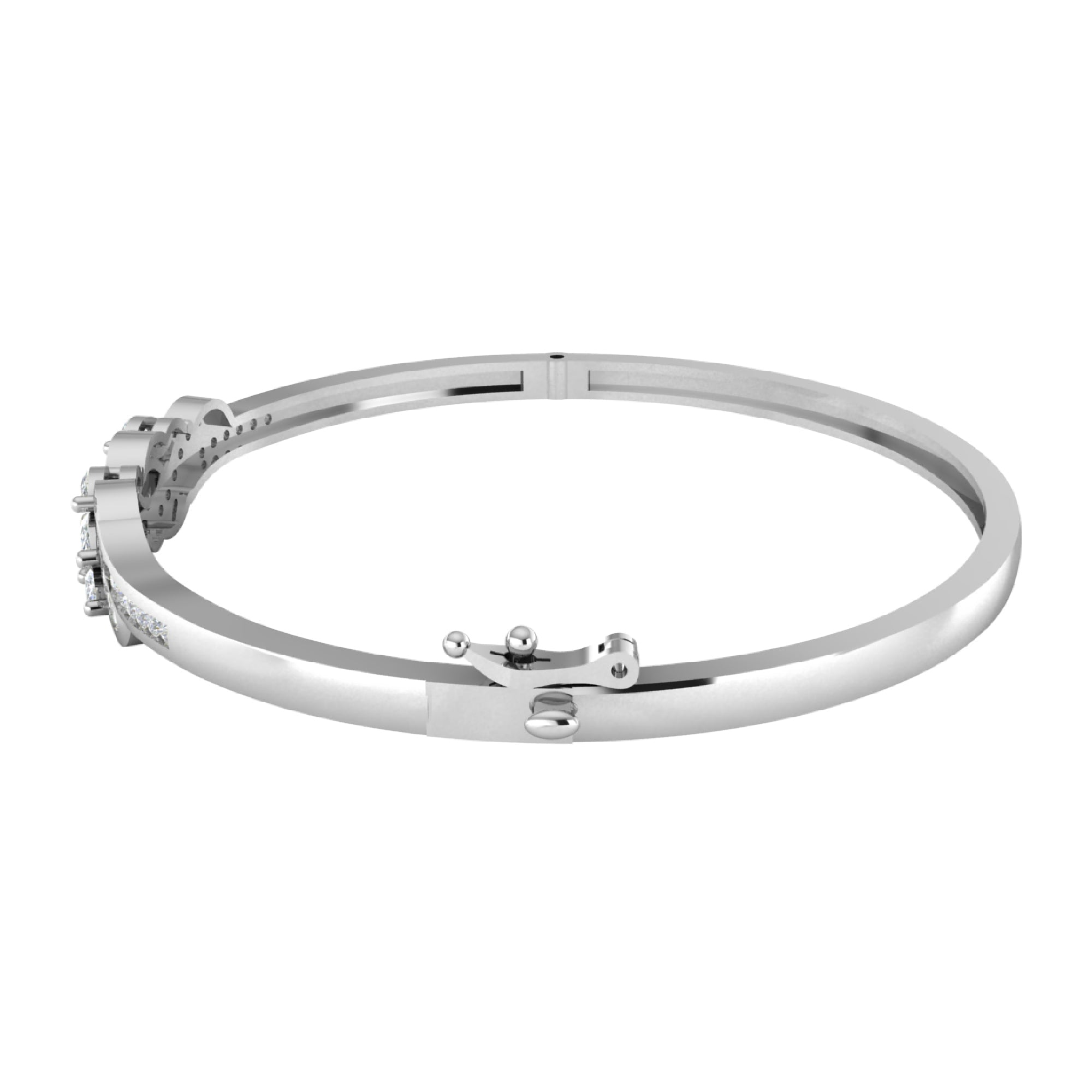 RKC 925 Sterling Silver 1.51Ct Moissanite Women's Bangle 14K Yellow Gold Plated Wt 11.50gm Height 52.00 MM