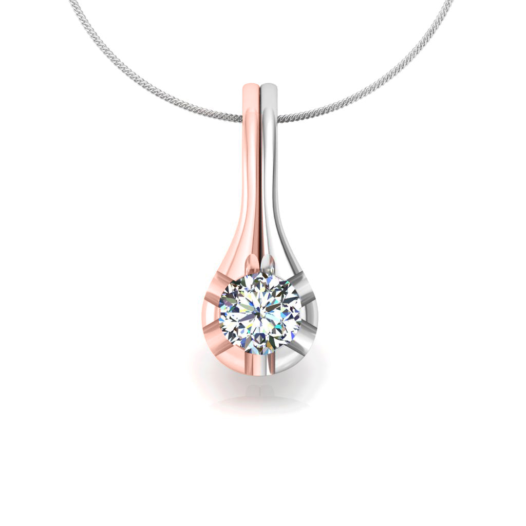 RKC Solitaire Mariage Argent Goutte 0,25 CT Moissanite Pendentif Plaqué Or Rose 14K Poids 3,00 g Hauteur 14,00 mm