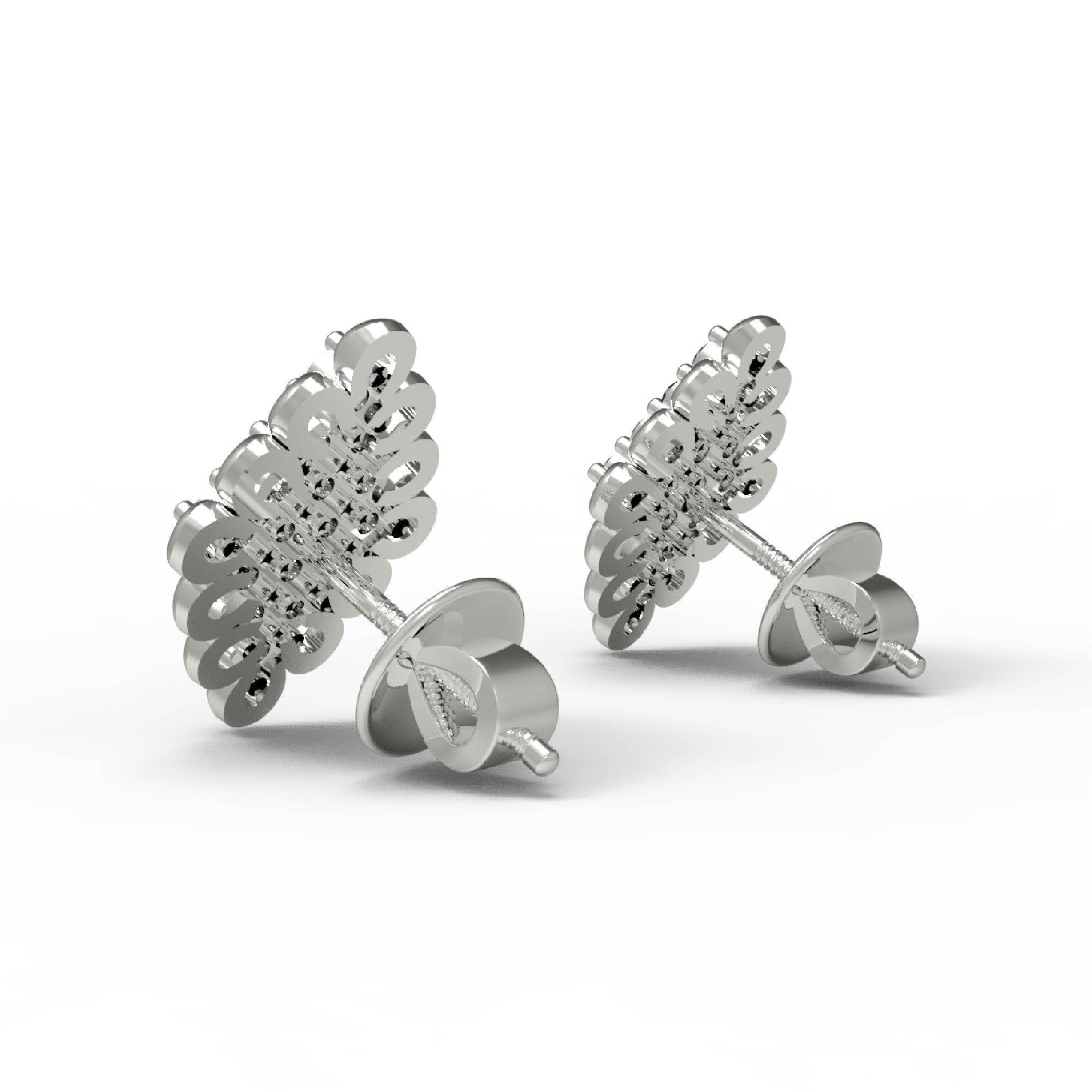 RKC Sterling Silver Women Wedding Stud Earring 14K Yellow Gold Finish 3.50 Gm Height 14.00 MM