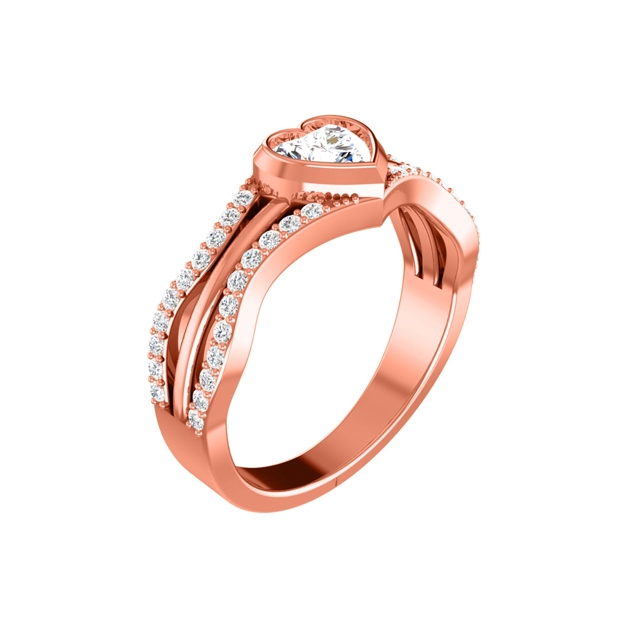 RKC szív moissanite eljegyzési gyűrű 925 ezüst 14K fehérarany bevonattal női súlyhoz 3,50 g