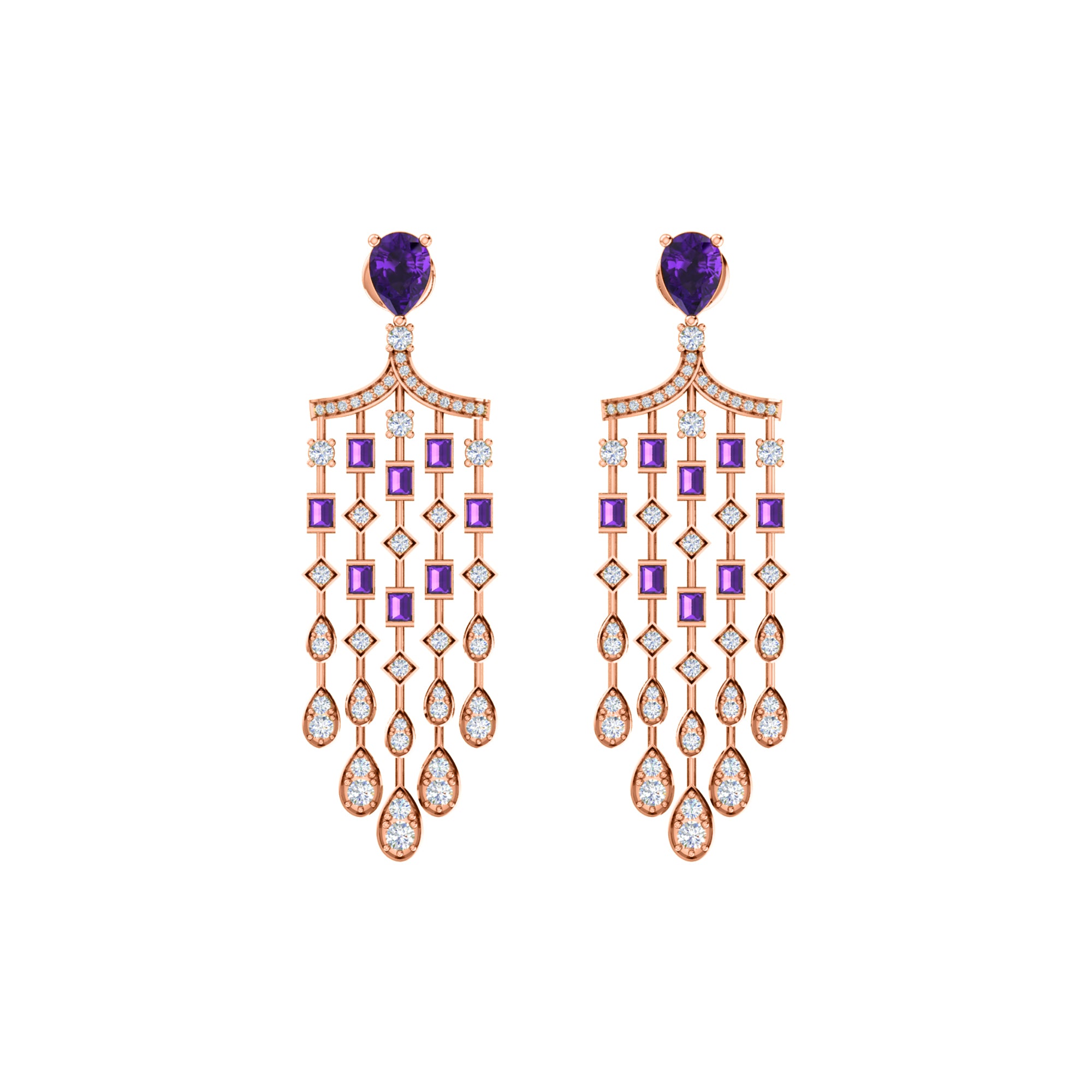 RKC 925 Sterling Silver Drop Dangle Halo Women Earring 14k Yellow Gold Over Wt 8.00 GM Height 51.00 MM