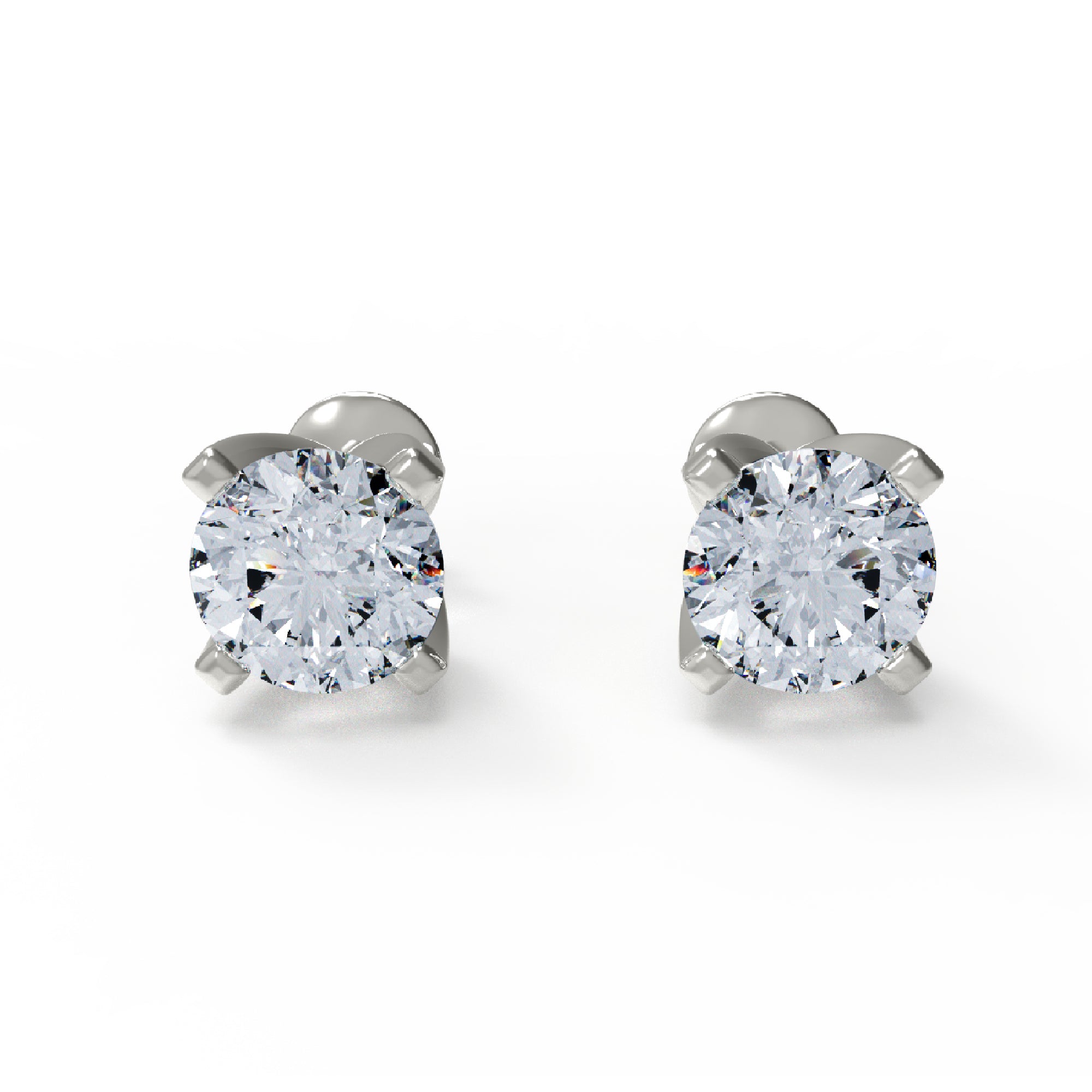 RKC 925 Sterling Silver Unisex Four Prong Stud Earring 14k Yellow Over Product Weight 1.60 GM Height 5.50 MM