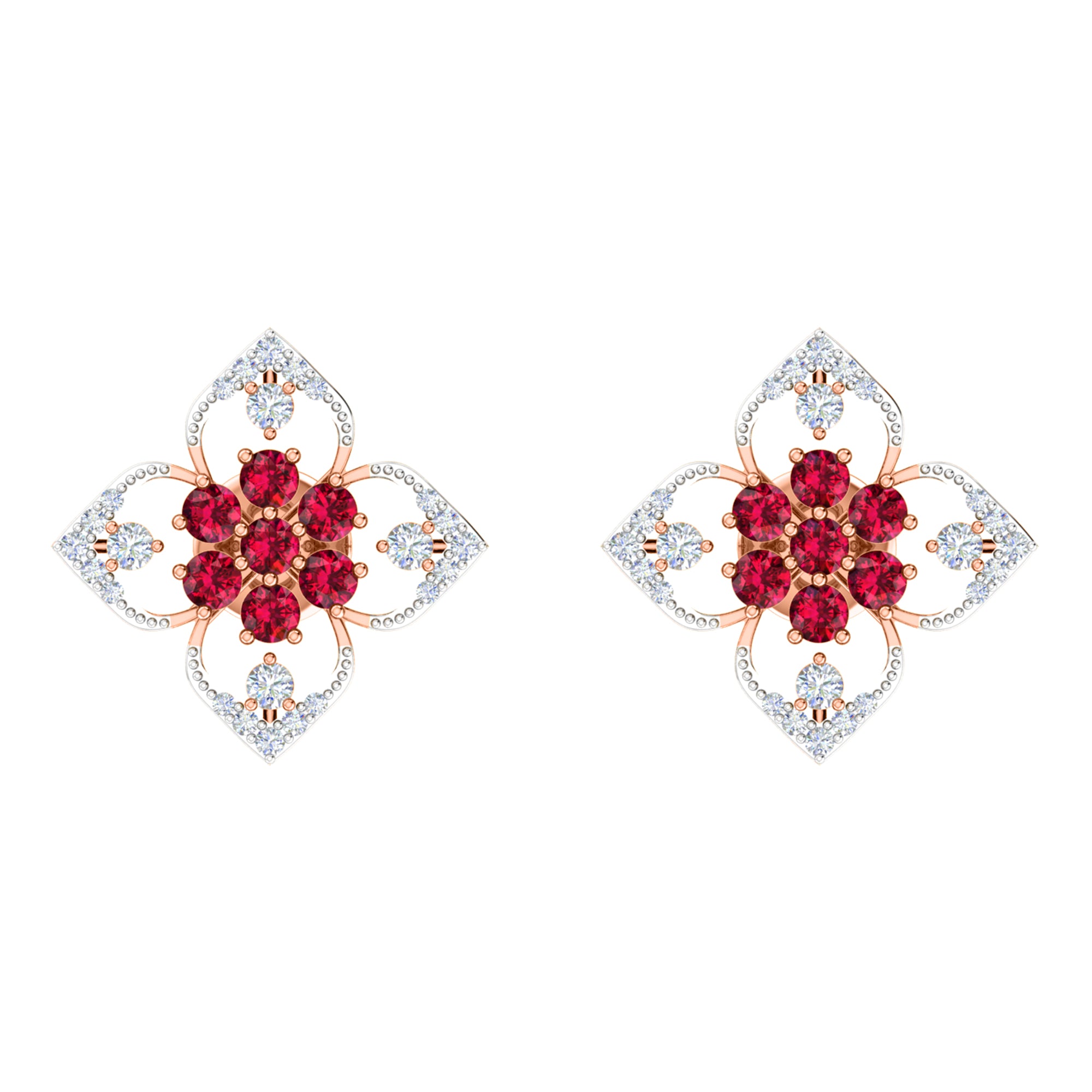 RKC 925 Sterling Silver Daily Wear Girl's Floral Stud Women Earring 14k Yellow Over Product Wt 2.80 GM Height 14.70 MM