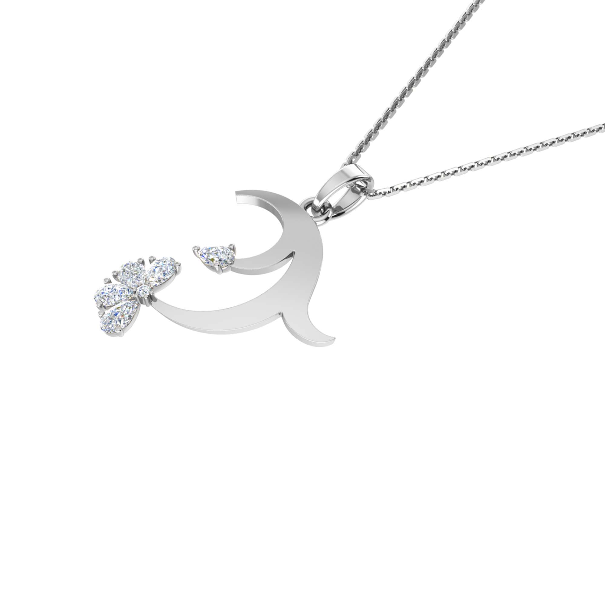 RKC Rose Gold Elegant Moissanite Flower Pendant With Chain