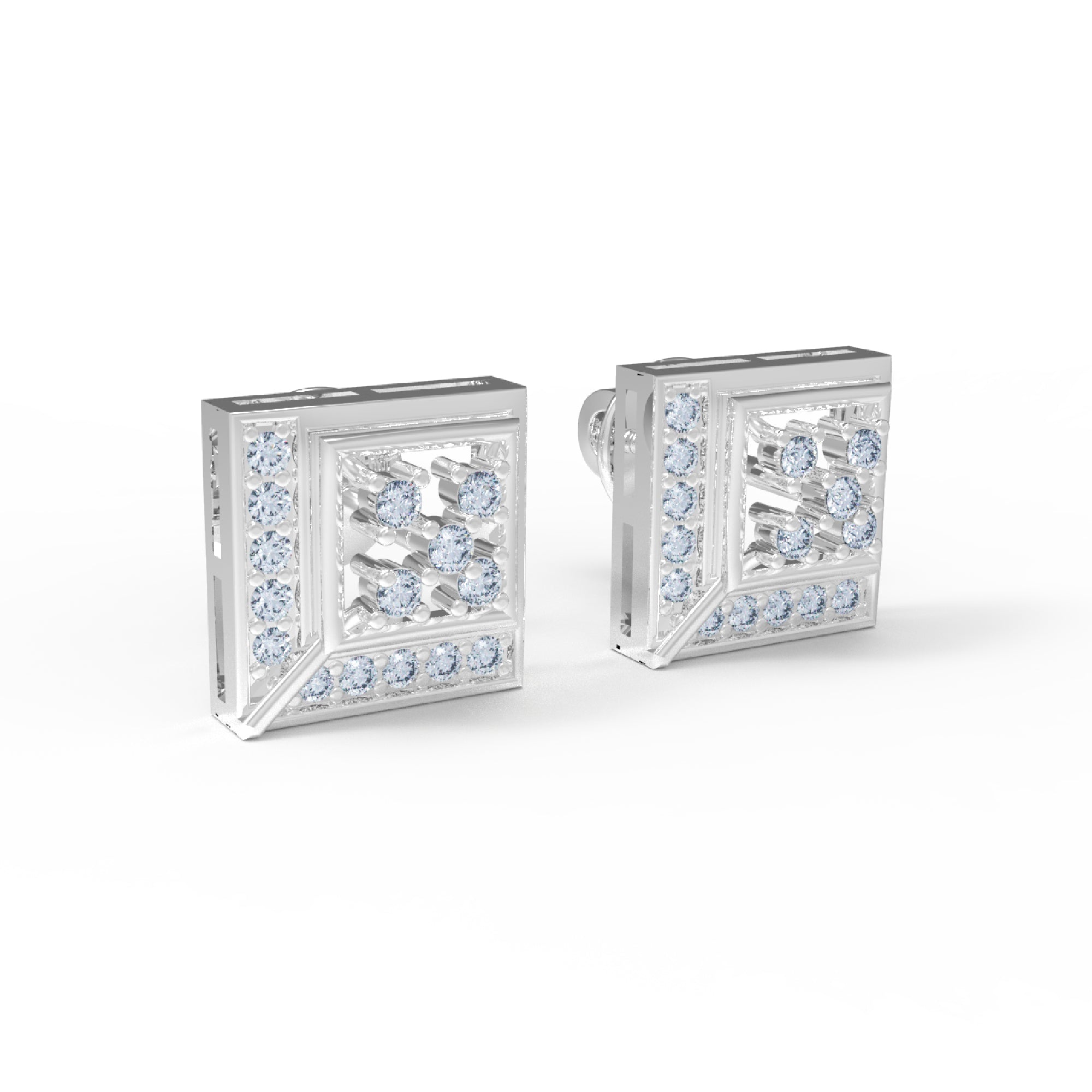 RKC 925 Sterling Silber Rundschliff kleiner quadratischer Ohrstecker, 14 Karat Rose über Produktgewicht 2,30 GM, Steinhöhe 9,00 mm