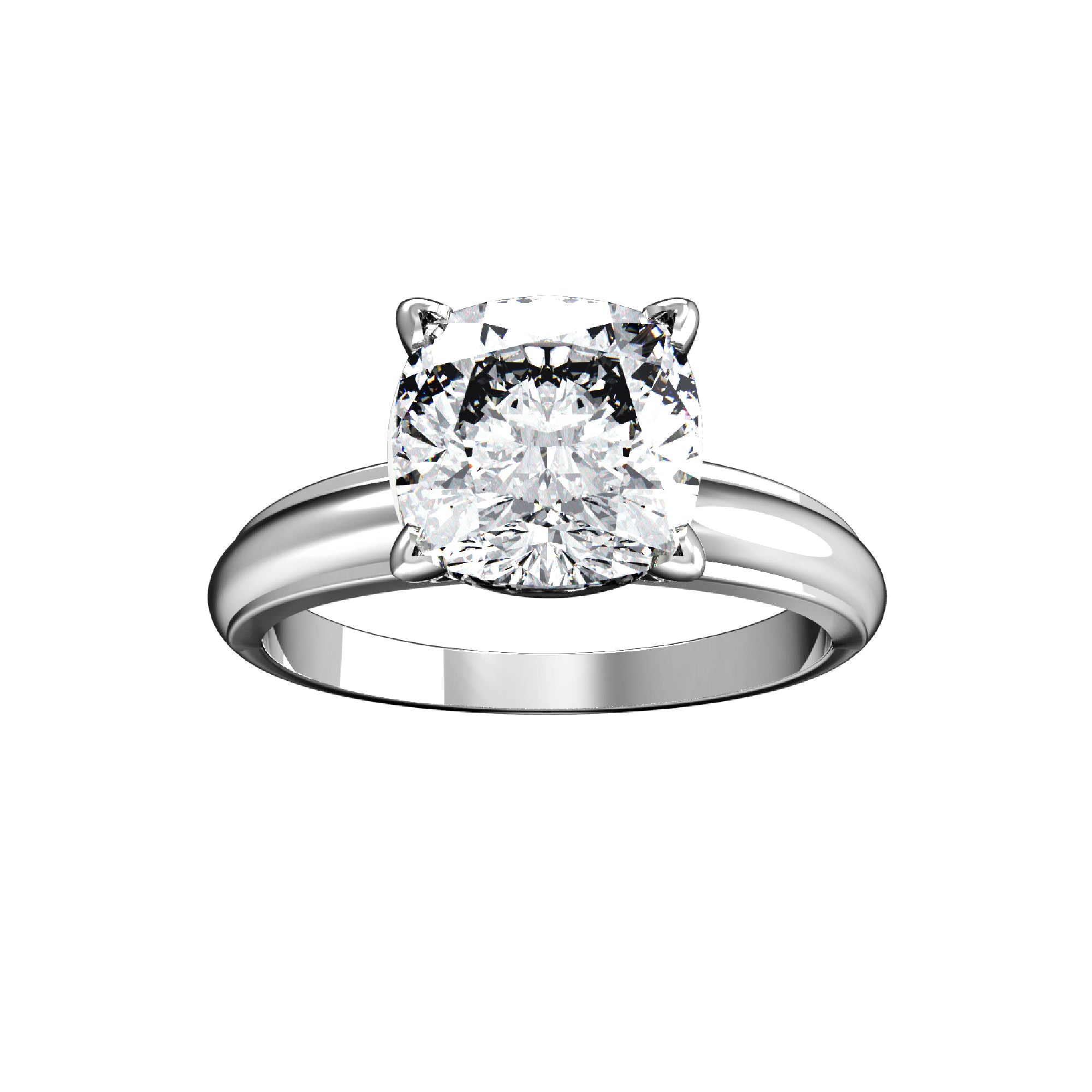 RKC Cushion Cut Moissanite Solitaire Valentine Propose Ring 925 Sterling Silver 14K Rose Gold Over Wt 3.60 gm Width 2.30 MM