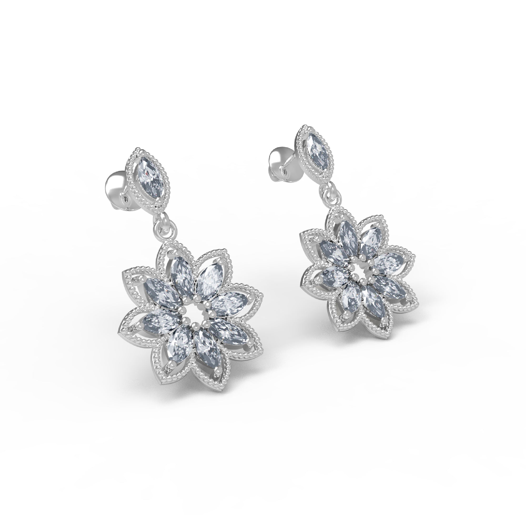 Жаночыя завушніцы маркізы 925 пробы стерлингового срэбра, 14 карат, ружа, вага 6,50 GM, вышыня 32,50 мм