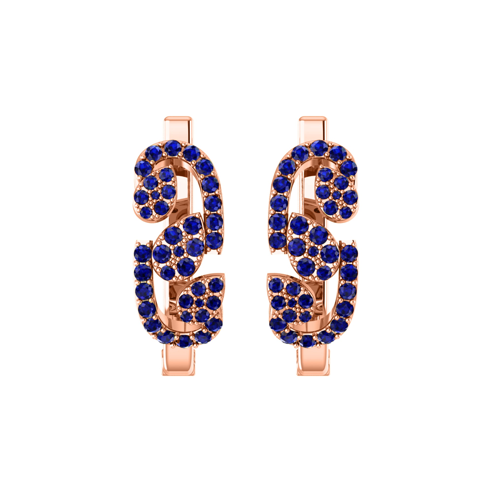 RKC 925 Sterling Silber Hoops & Huggies Damen-Ohrring, 14-karätige Rose, Gesamtgewicht: 5,00 g, Höhe: 20,50 mm