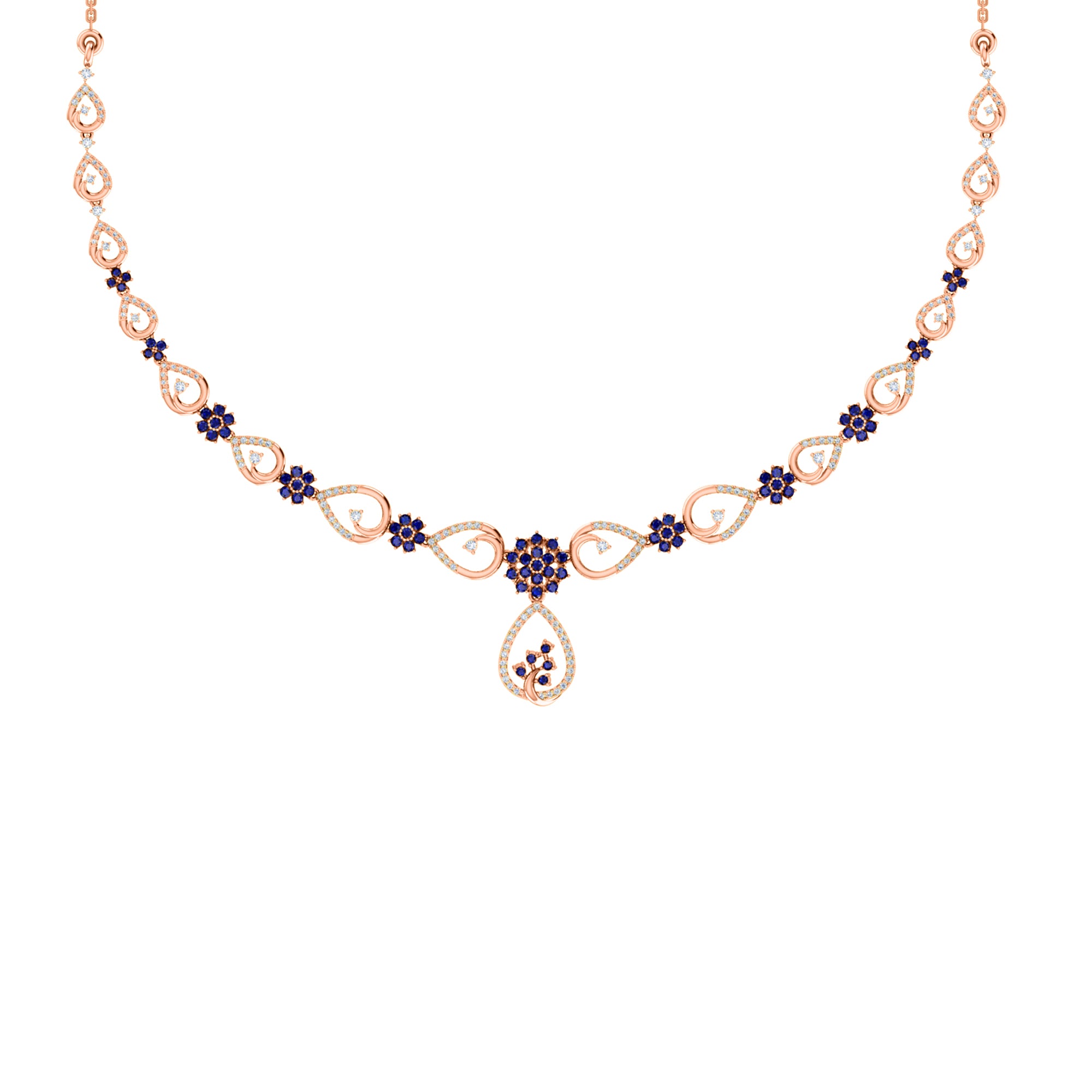 قلادة RKC 2.7 قيراط مويسانيتي ساحرة من الفضة عيار 925 مطلية بالذهب الوردي عيار 14 وزن المنتج 13.00 جم