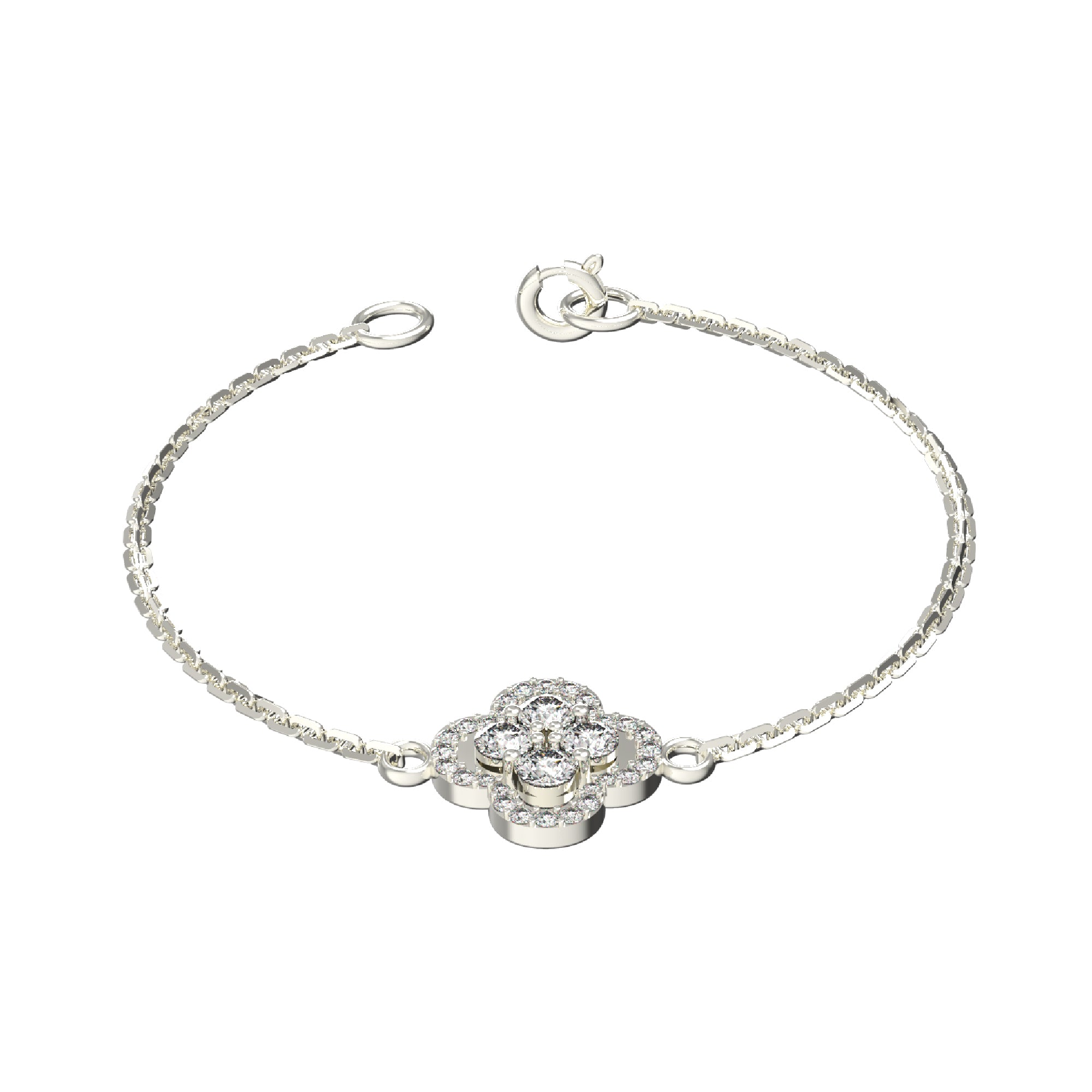 RKC 925 Sterling Silver 1.00Ct Moissanite Floral Women's Bracelet 14K Yellow Gold Plated Wt 2.85gm