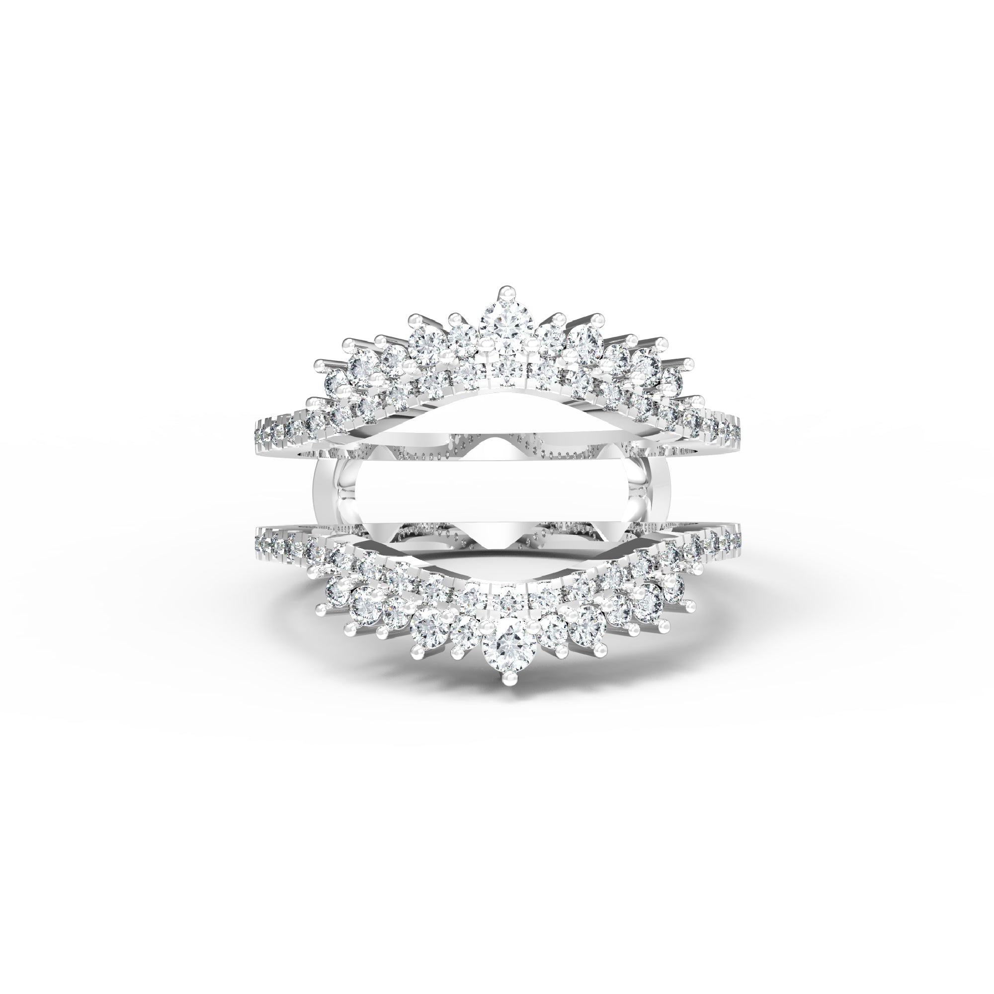 Жаночы заручальны пярсцёнак RKC Moissanite Enhancer Guard кольца са срэбра 925 пробы з пакрыццём з жоўтага золата 14K Вага 3,80 г, шырыня 6 мм