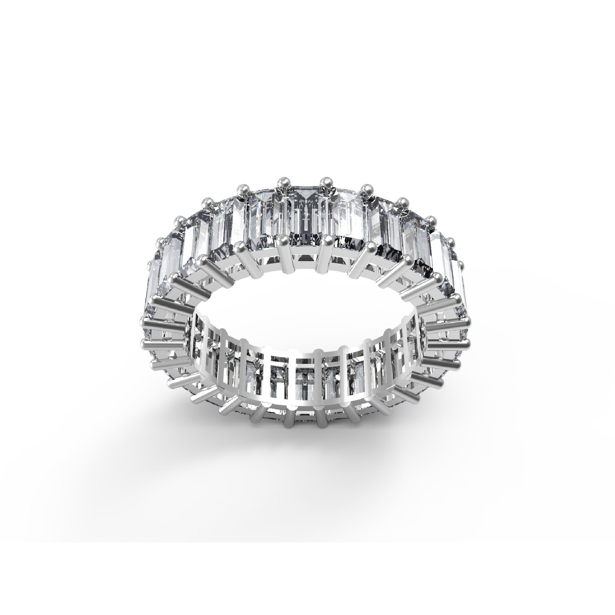 RKC Baguette Cut Moissanite Full Eternity Band For Girlfriend 925 Silver 14K Rose Gold Plated Wt 4 gm Width 5.80 MM