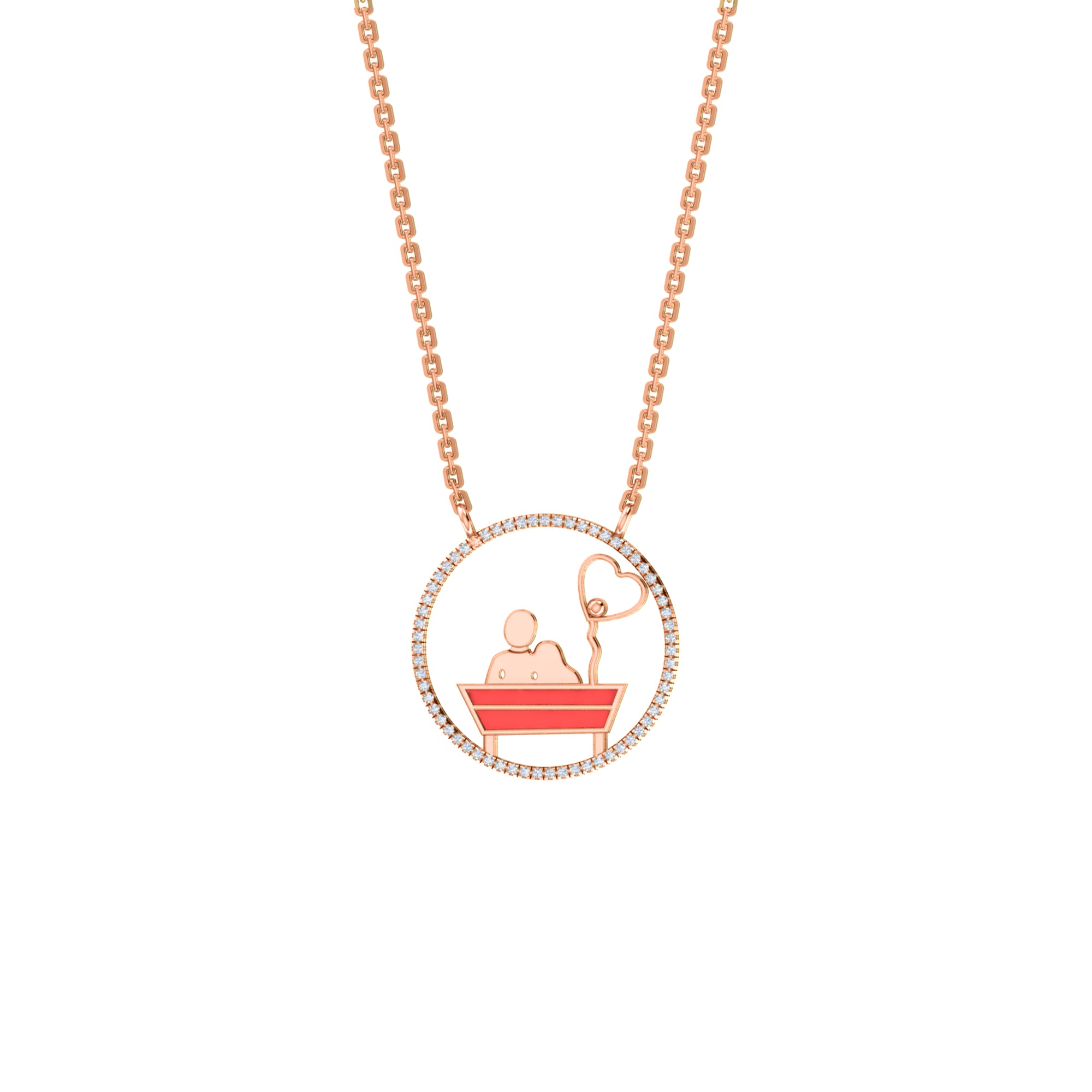 RKC 0.16Ct 모이사나이트 에나멜 펜던트 925 실버 주얼리 14K 로즈 골드 도금 제품 무게 3.80gm 높이 20.00mm