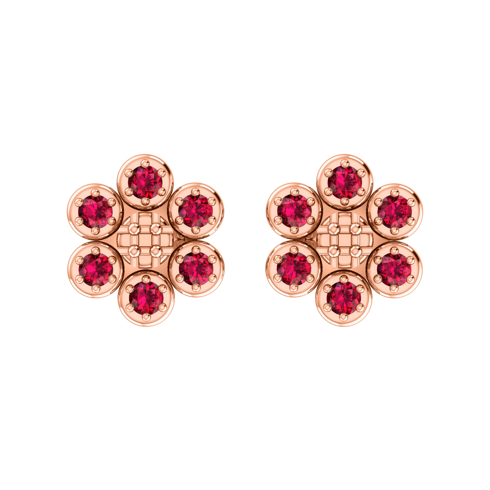 RKC 925 Sterling Silver Flower Push Back Women Earring 14k White Gold Over Wt 1.80mm Height 8.00mm