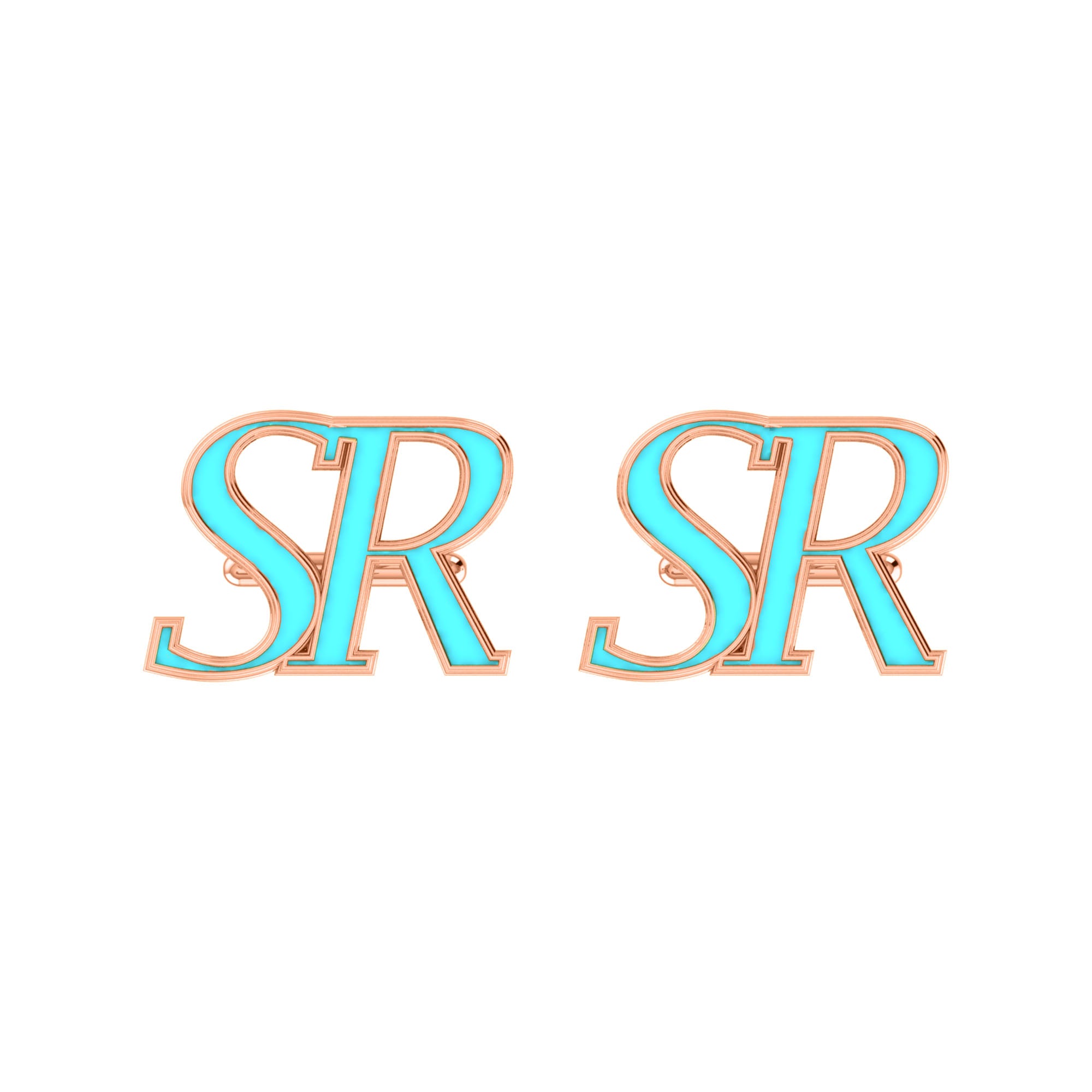 RKC 925 Sterling Silver Enamel Cufflinks 14K Rose Gold Plated Product Wt 3.80 gm