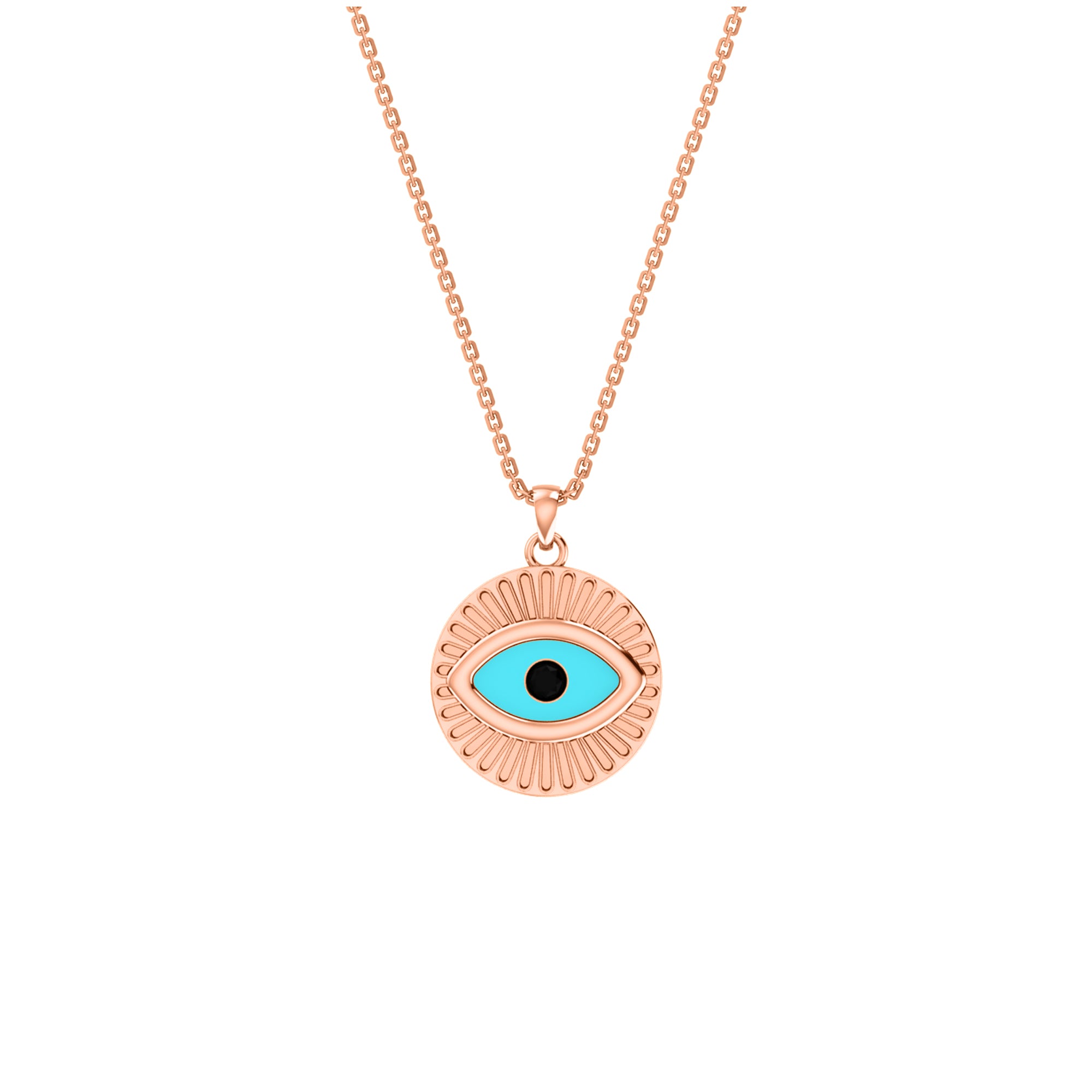 RKC 0.17 CT Enamel Evil Eye Pendant 925 Silver 14K Yellow Gold Plated Wt 5.80 GM Height 20.00 MM