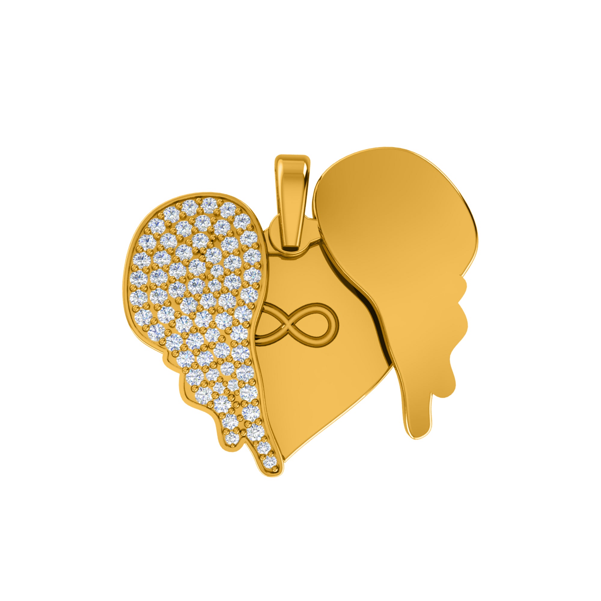 RKC 0.61Ct Moissanite Wing Heart Pendant 925 Silver Jewelry 14K Rose Gold Plated Wt 6gm Height 23.50mm