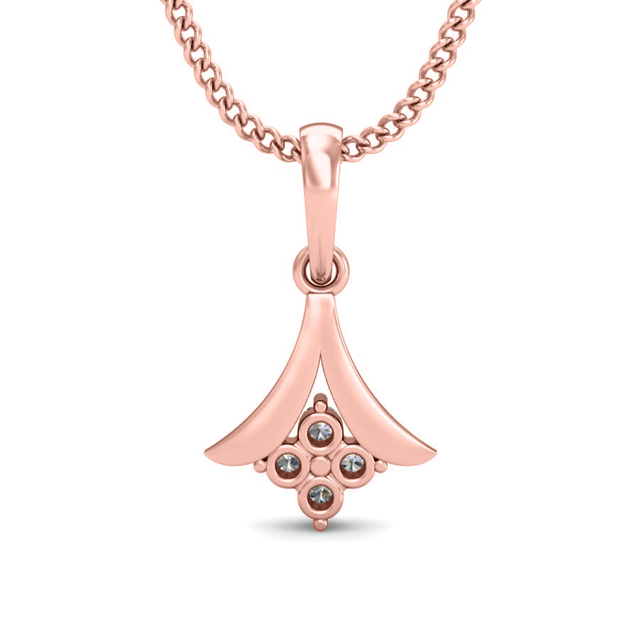 قلادة RKC بأربعة أحجار من الفضة 0.06 قيراط مويسانيتي للنساء بلمسة نهائية من الذهب الأصفر عيار 14 قيراط وزن 2.6 جرام ارتفاع 14 ملم