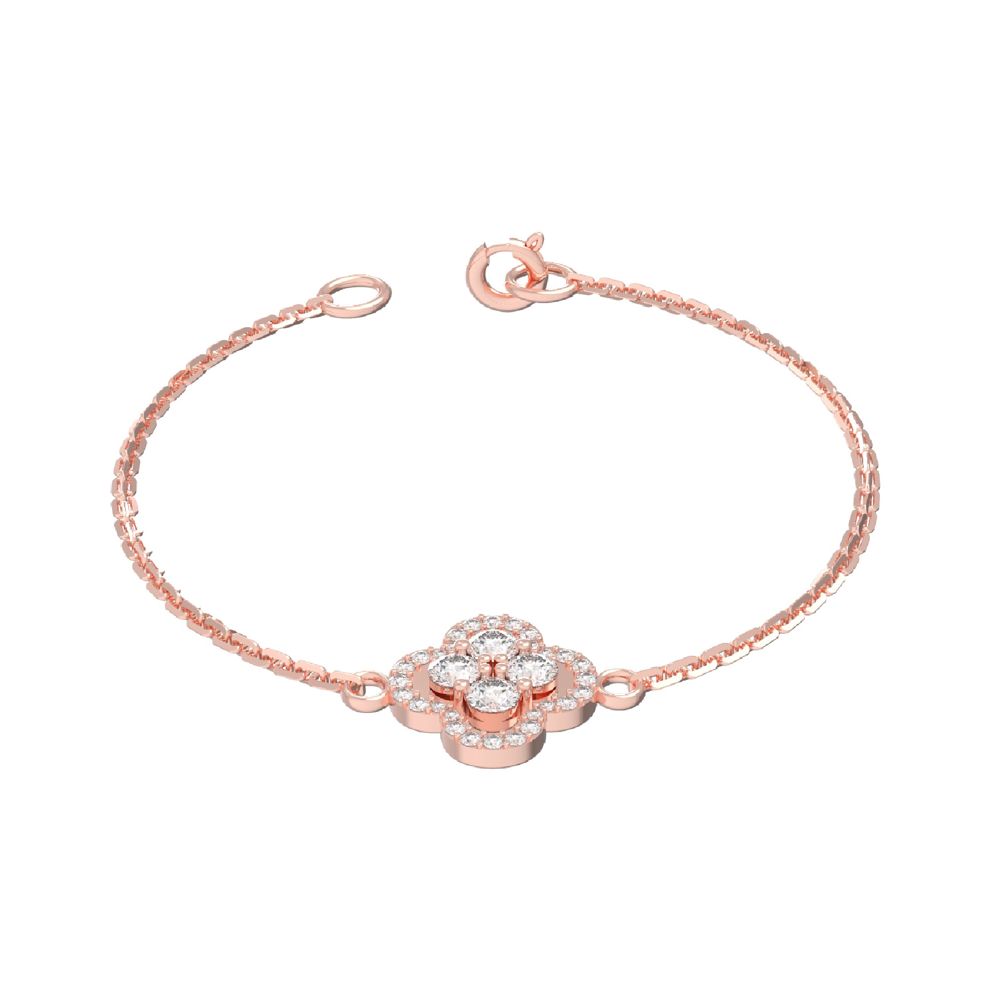 RKC 925 Sterling Silver 1.00Ct Moissanite Floral Women's Bracelet 14K Yellow Gold Plated Wt 2.85gm