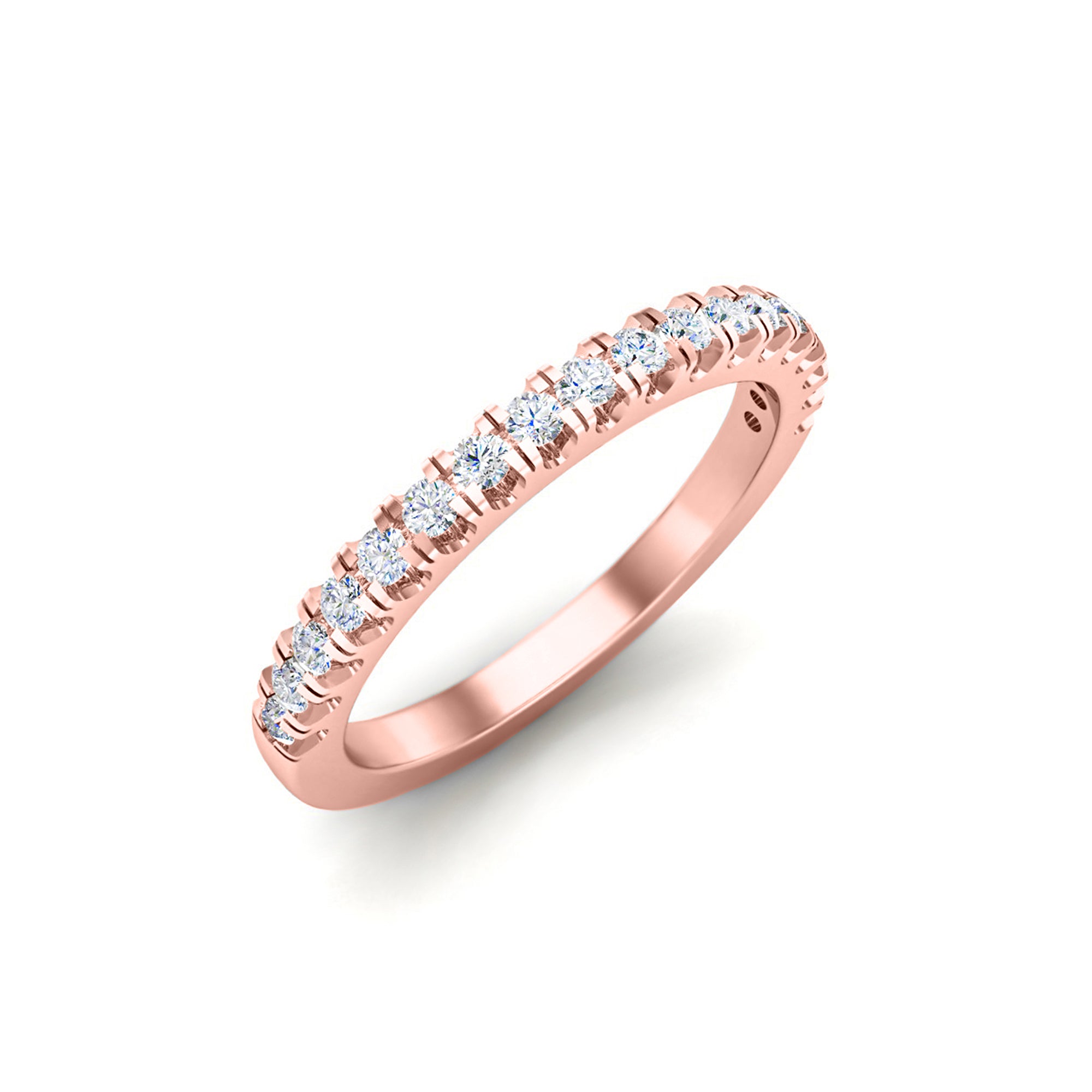 Пярсцёнак RKC Moissanite з круглым выразам Half Eternity Band, срэбра 925 пробы