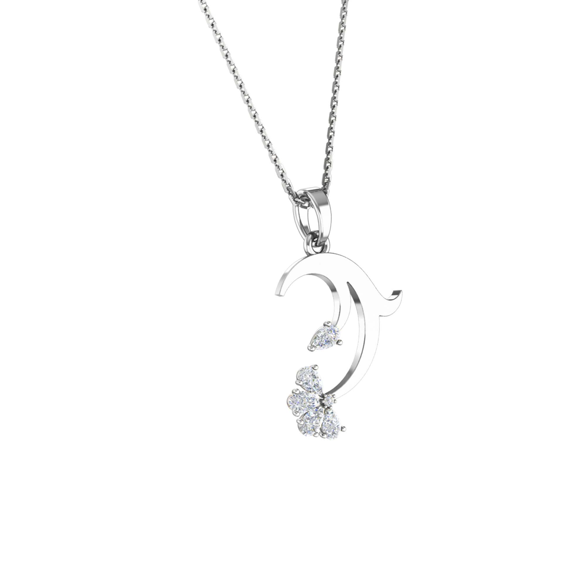 RKC Rose Gold Elegant Moissanite Flower Pendant With Chain