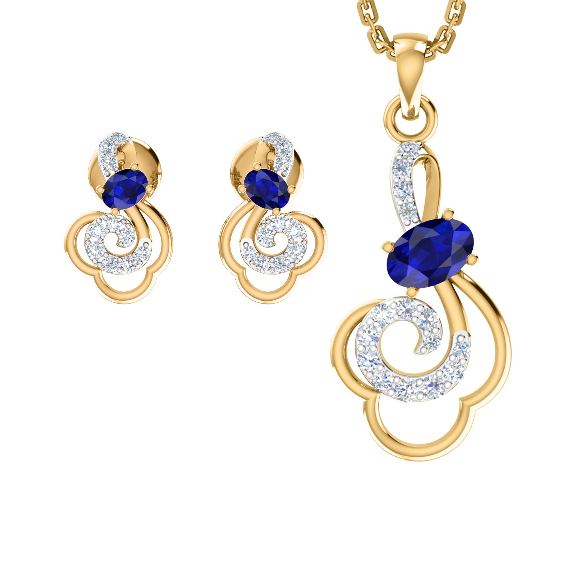 RKC 925 Silver Golden Total 0,41 Ct moissanite medál 4,00 g és 2,50 g súlyú fülbevaló készlet 14 karátos sárga arannyal