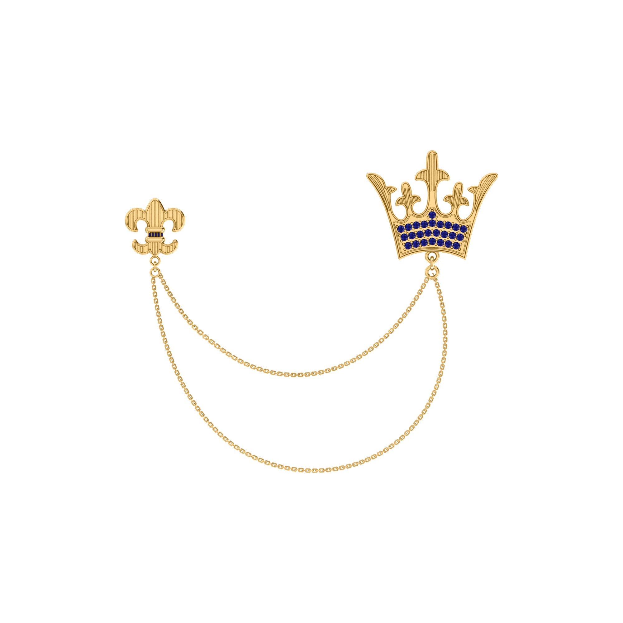 RKC 1.35Ct 925 Sterling Silver Moissanite Crown Brooch 14K Yellow Gold Plated Product Wt 10.00gm