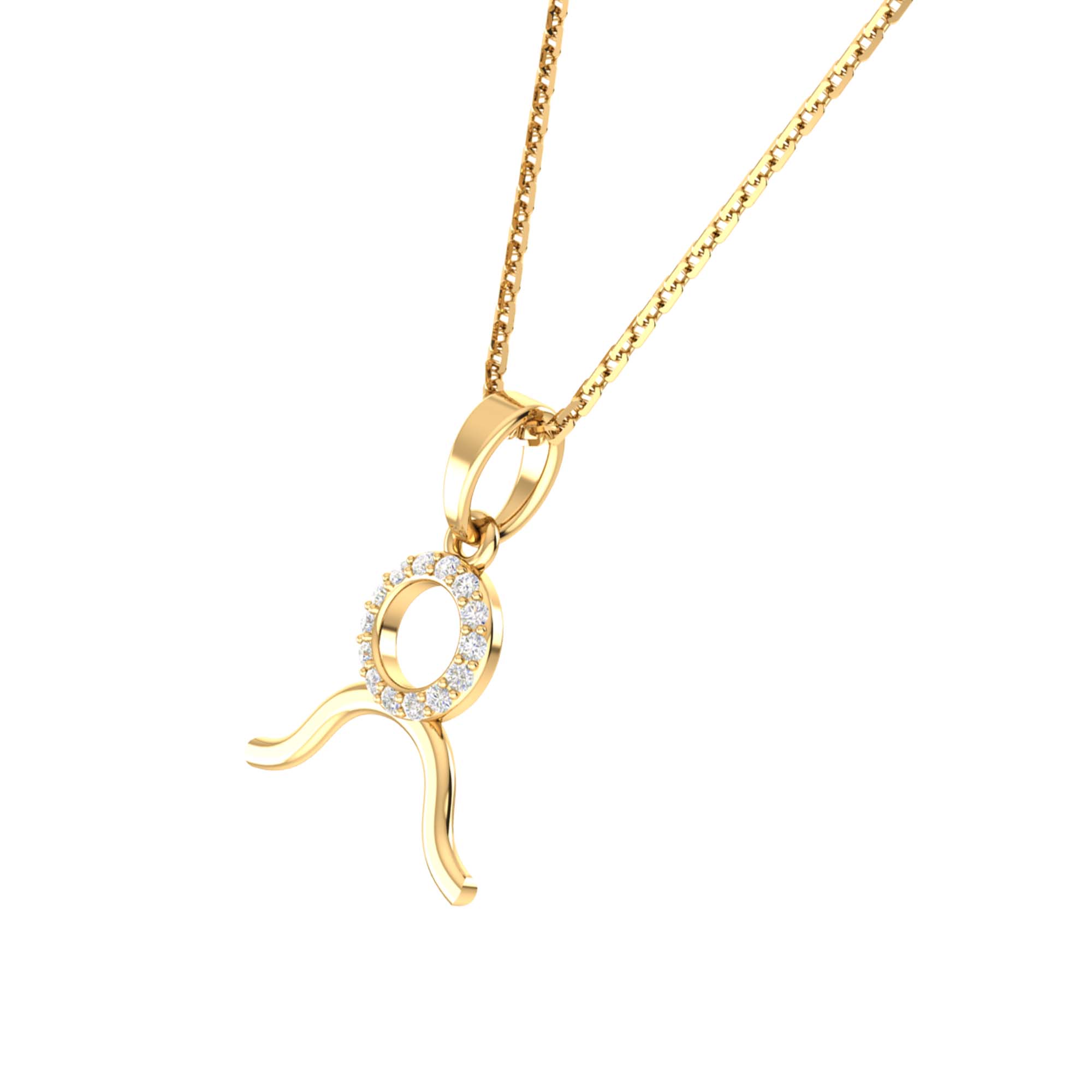 RKC Golden Cubic Zirconia With Chain Zodiac Pendant Necklace