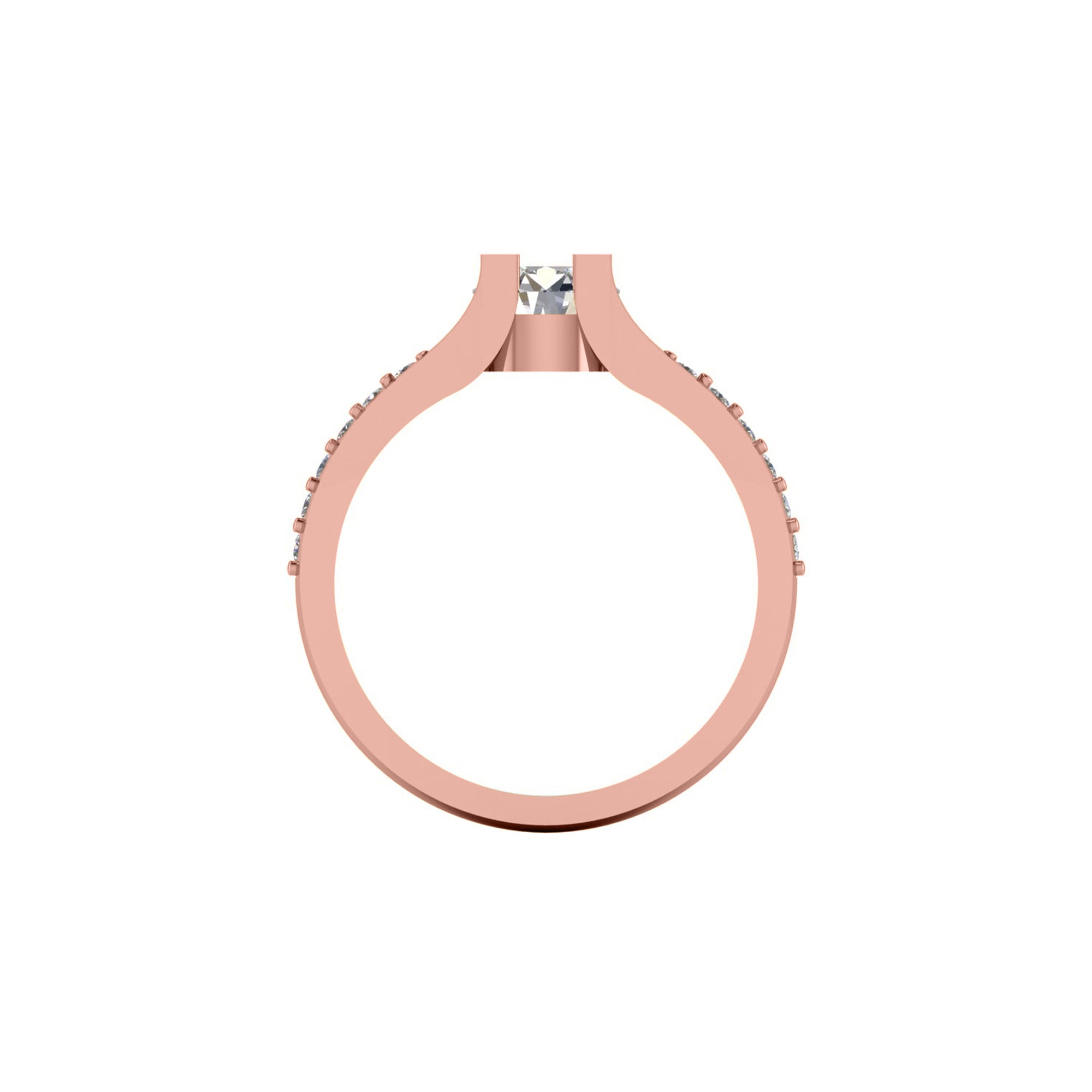 RKC Moissanite Solitaire With Accents Micro Set Purpose Ring 925 Silver 14K Yellow Gold Plated Wt 3.2 gm Width 3.20 MM