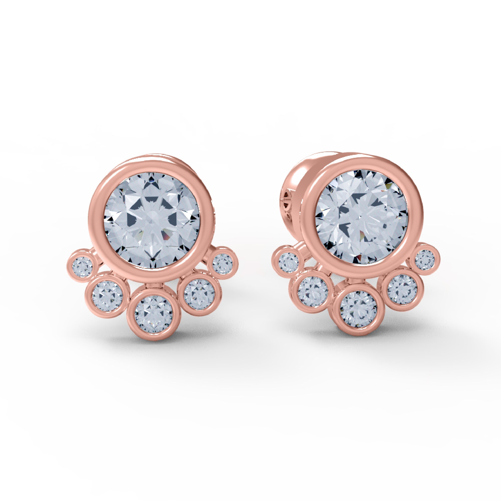 RKC Damen-Ohrstecker aus 925er-Sterlingsilber mit Schraubverschluss, 14 Karat Gelb, Gewicht 2,80 GM, Höhe 9,50 mm