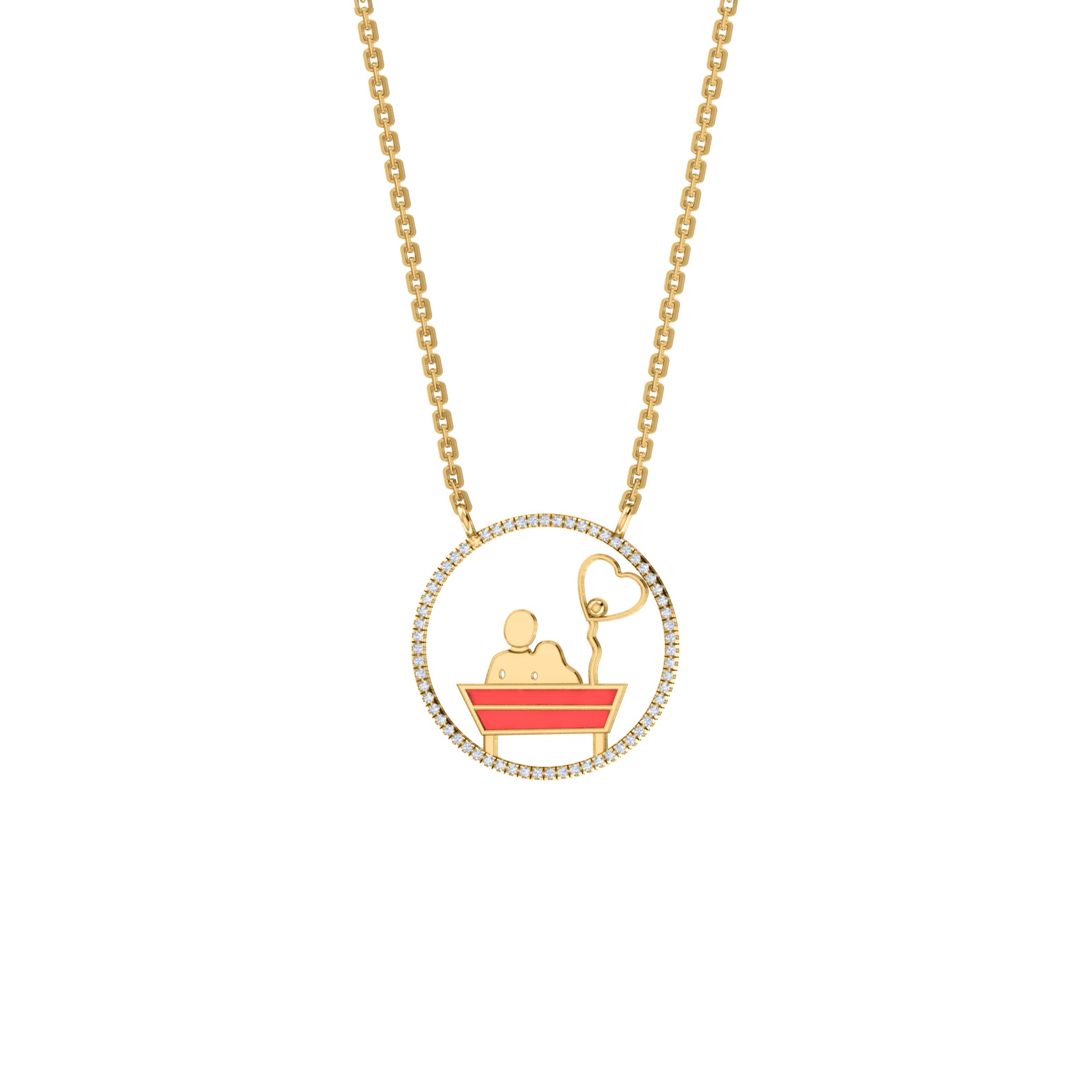 RKC 0.16Ct 모이사나이트 에나멜 펜던트 925 실버 주얼리 14K 로즈 골드 도금 제품 무게 3.80gm 높이 20.00mm