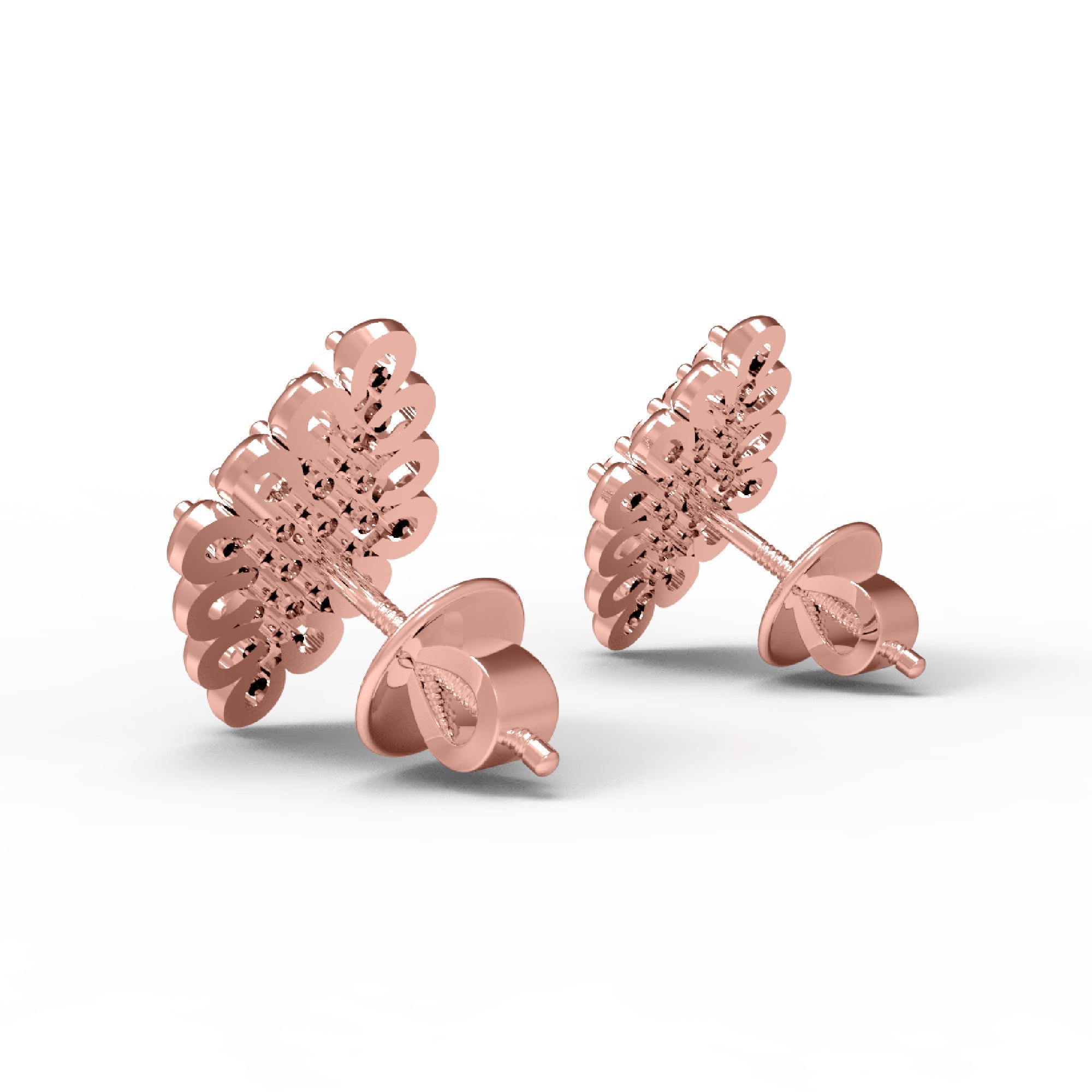 RKC Sterling Silver Women Wedding Stud Earring 14K Yellow Gold Finish 3.50 Gm Height 14.00 MM