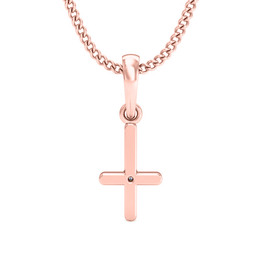 RKC Women 925 Silver Cross Religious 0,015 Ct moissanite medál 14K sárga aranyozott súly 2,4 gm magasság 15 mm