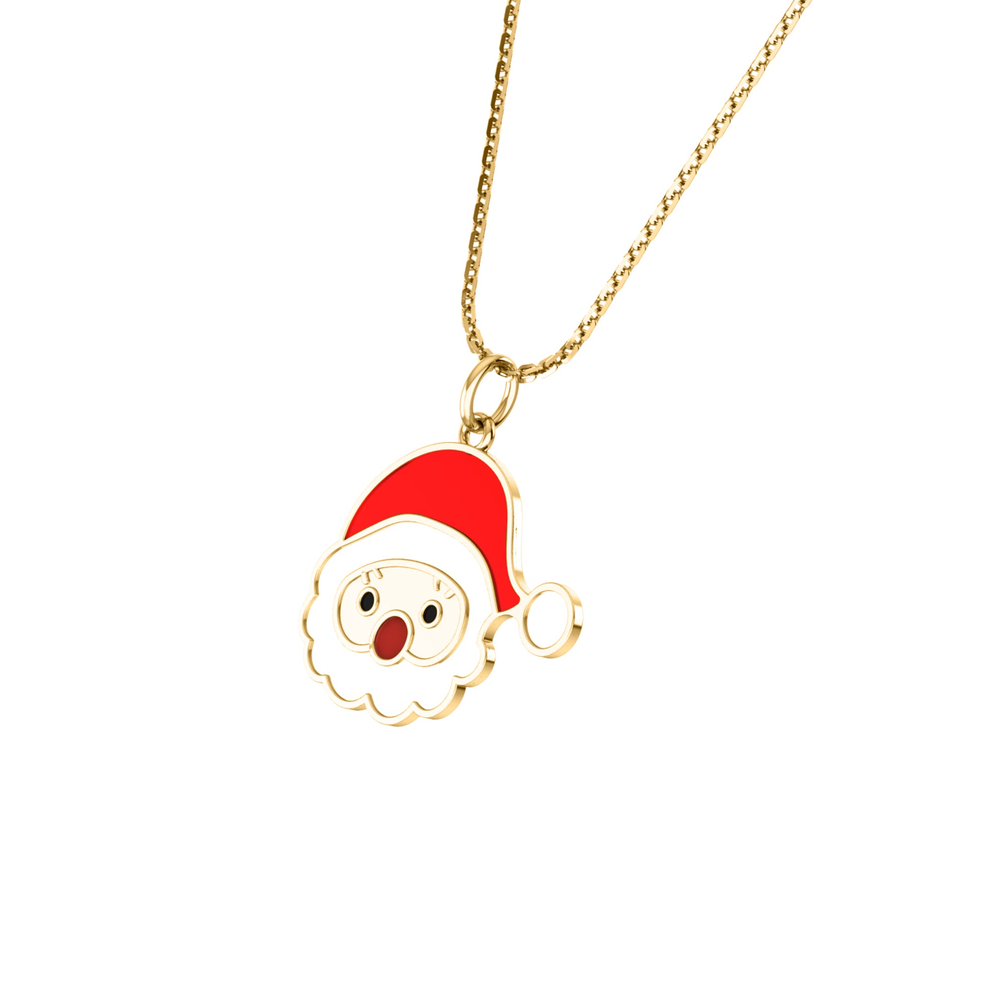 Кулон Санта-Клаўса з эмаллю RKC, срэбра 925 пробы, пакрыццё з белага золата 14 карат, вага 5,00 ГМ, вышыня 21,00 мм