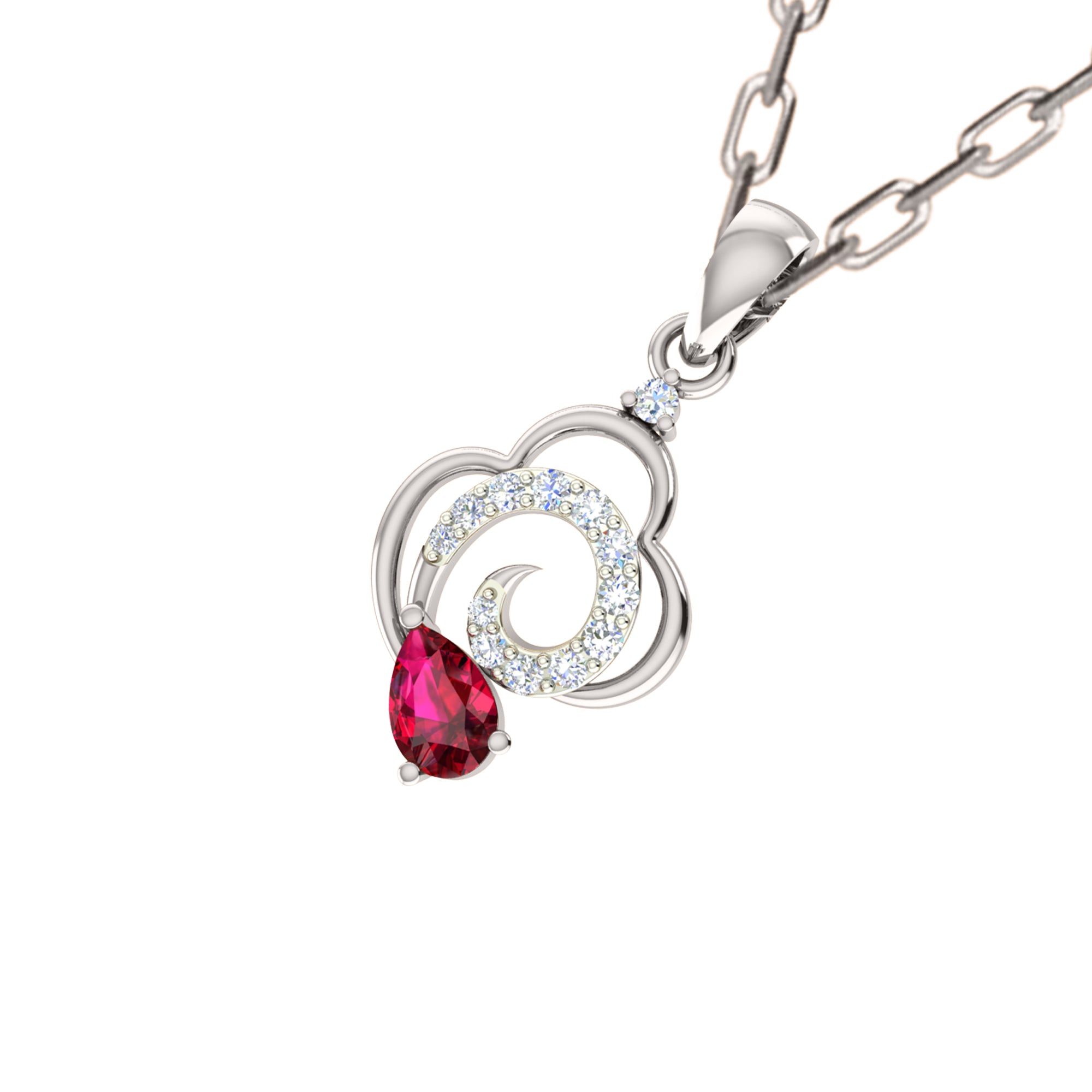 Срэбра RKC 925, залаты, 0,36 карата, кулон з рубінам, вагой 3,60 г і завушніцамі вагой 2,20 г, камплект з пакрыццём з ружовага золата 14 карат