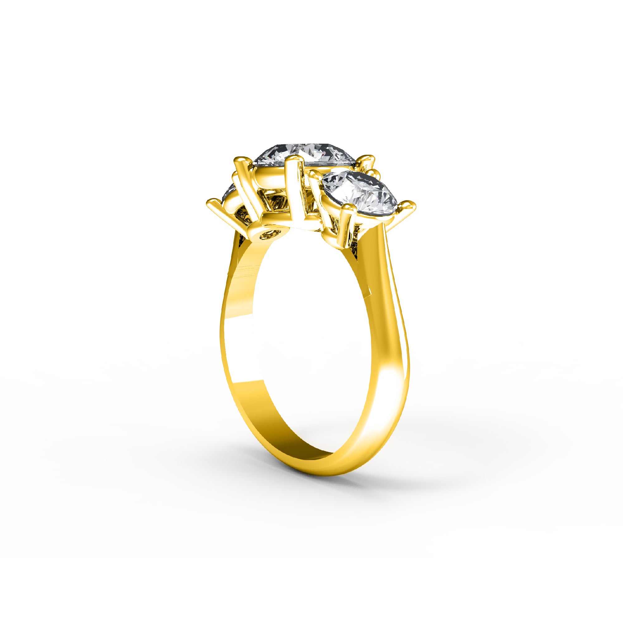 Заручальны пярсцёнак RKC з круглым муасанітам і абяцаннем з трох камянёў, срэбра 925 пробы, пакрыццё з ружовага золата 14 карат, вага 2,70 г, шырыня 2,60 мм