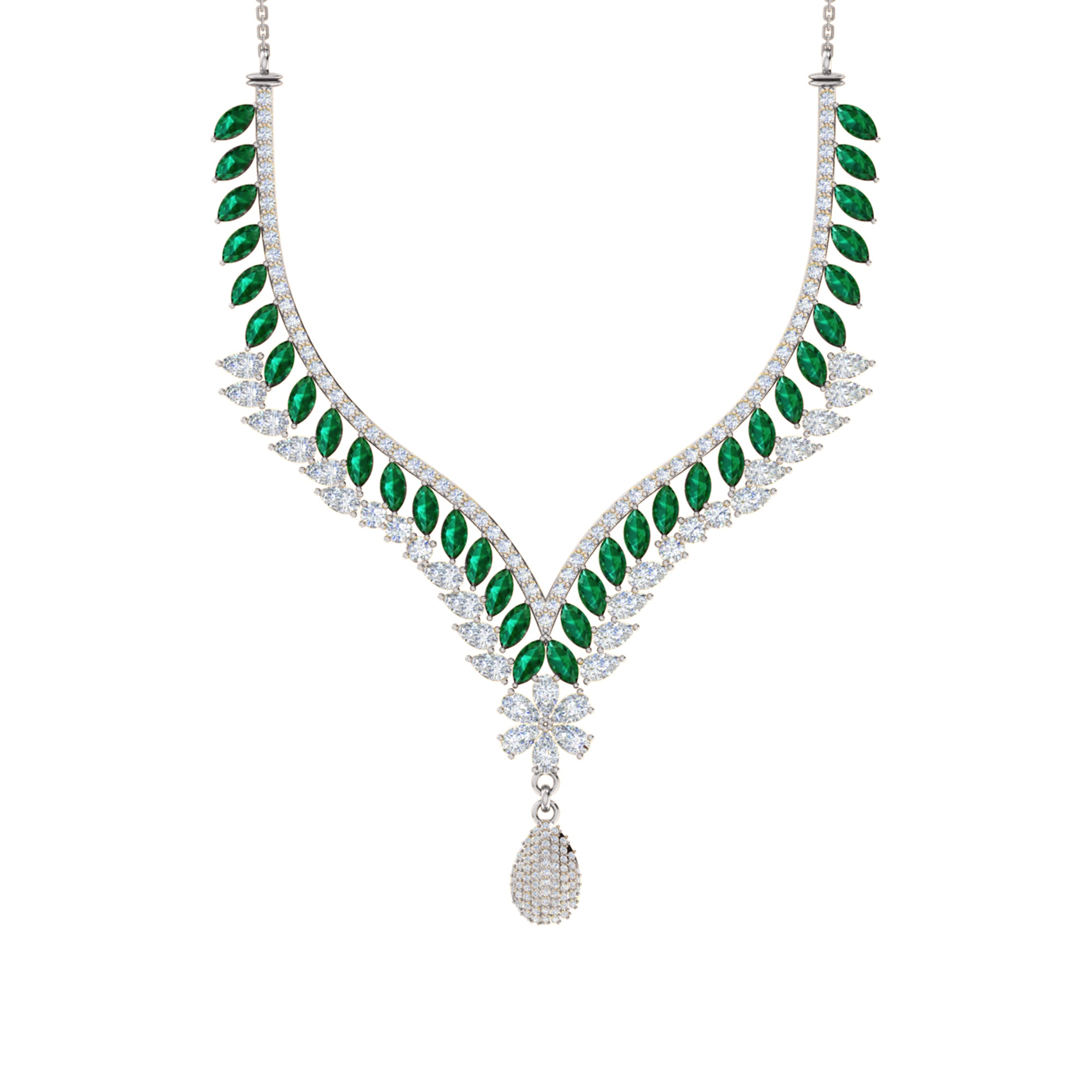 RKC 18 CT Moissanite Charming Necklace 925 Silver 14k Rose gold Plated Product Weight 17.00 GM Height 100.00 MM